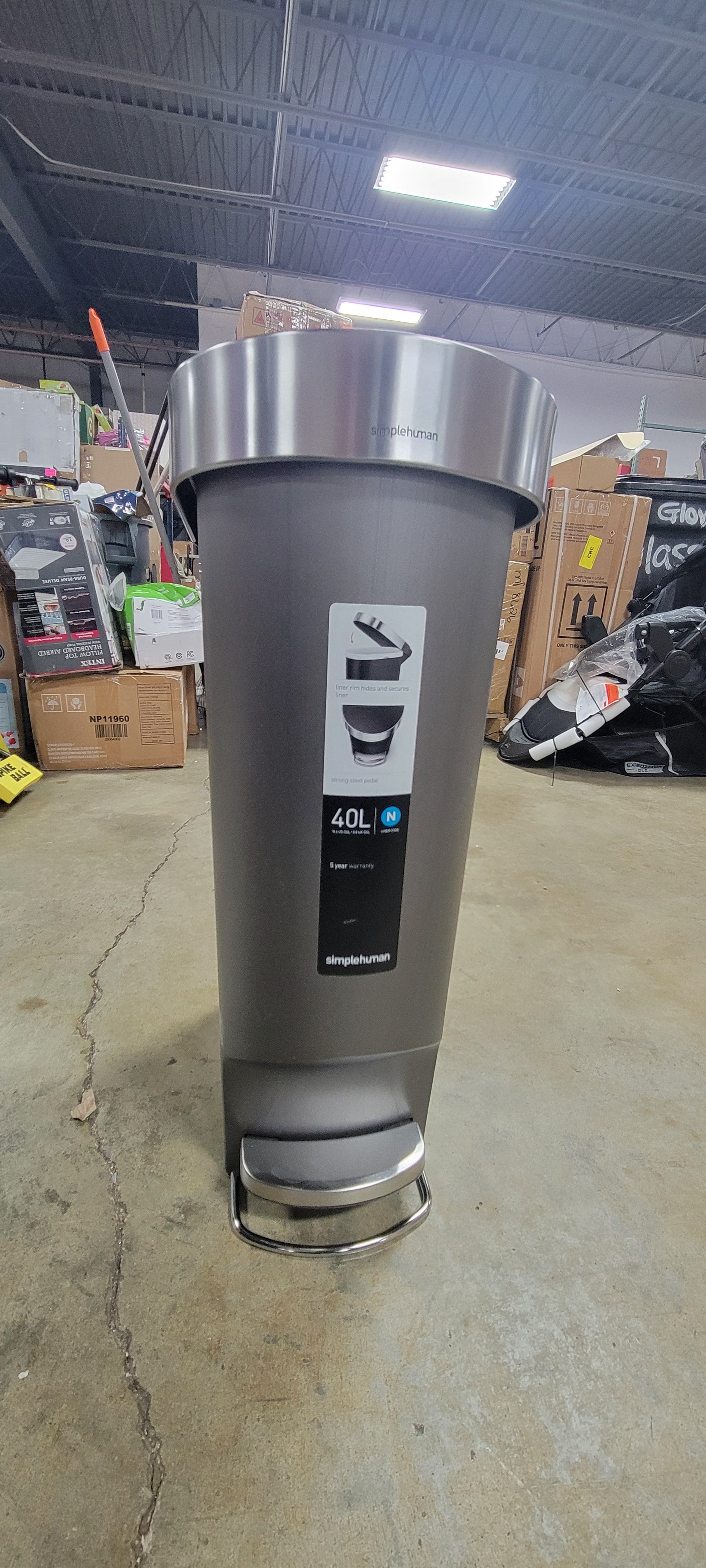 Slim Plastic Step Trash Can, Gray
