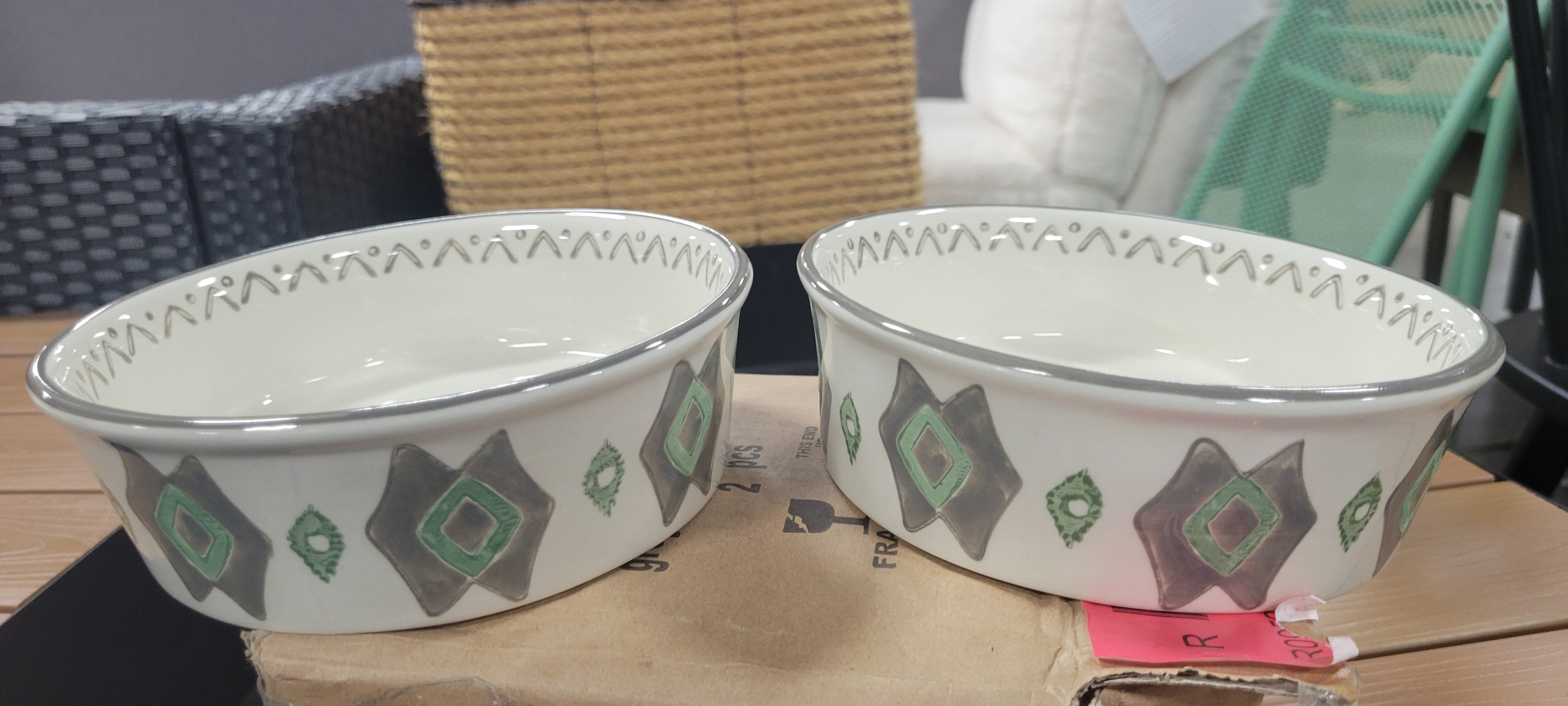 Fido's Diner Organic Creamy Green Cat/dog Bowl - Set of 2