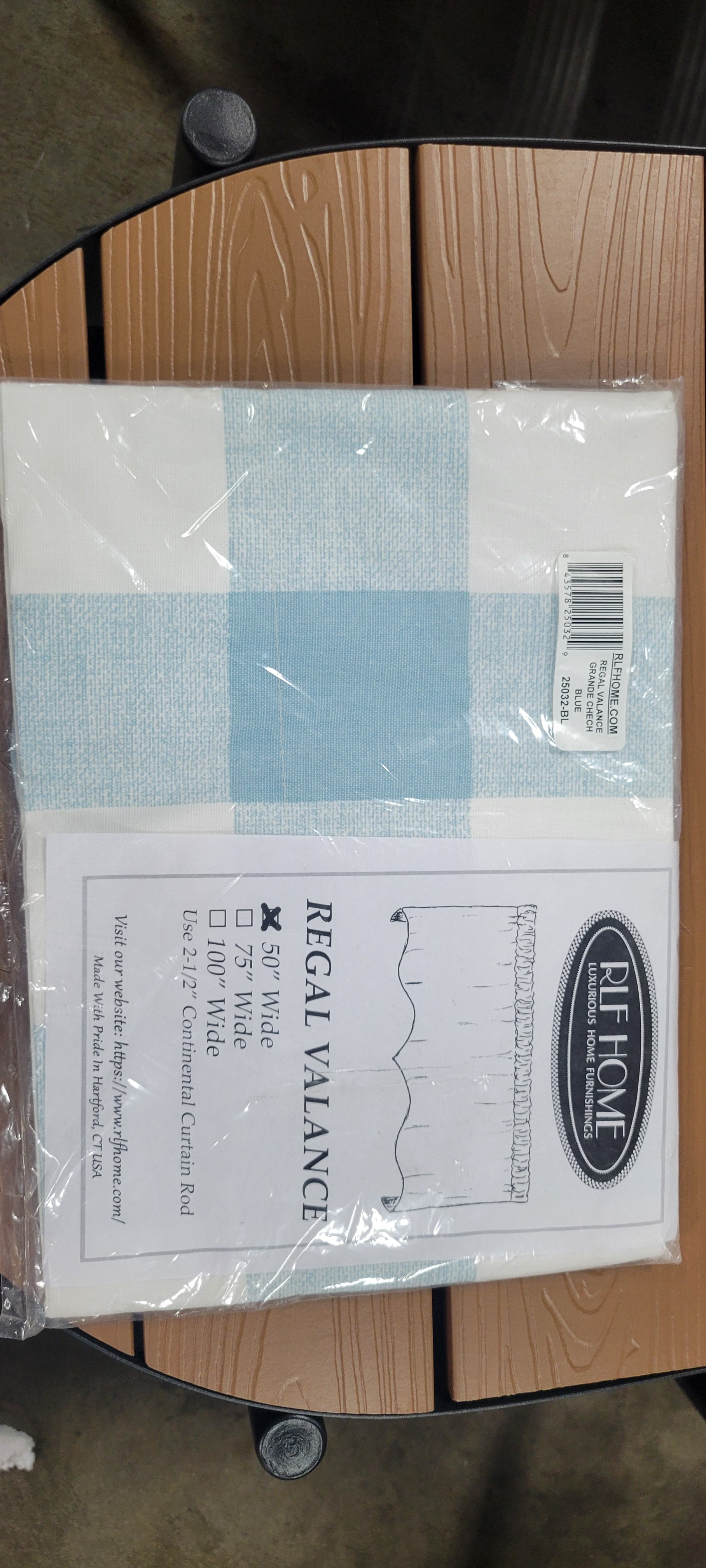 Home Grande Check Style Regal All Season Valance Blue 3 Rod Pocket
