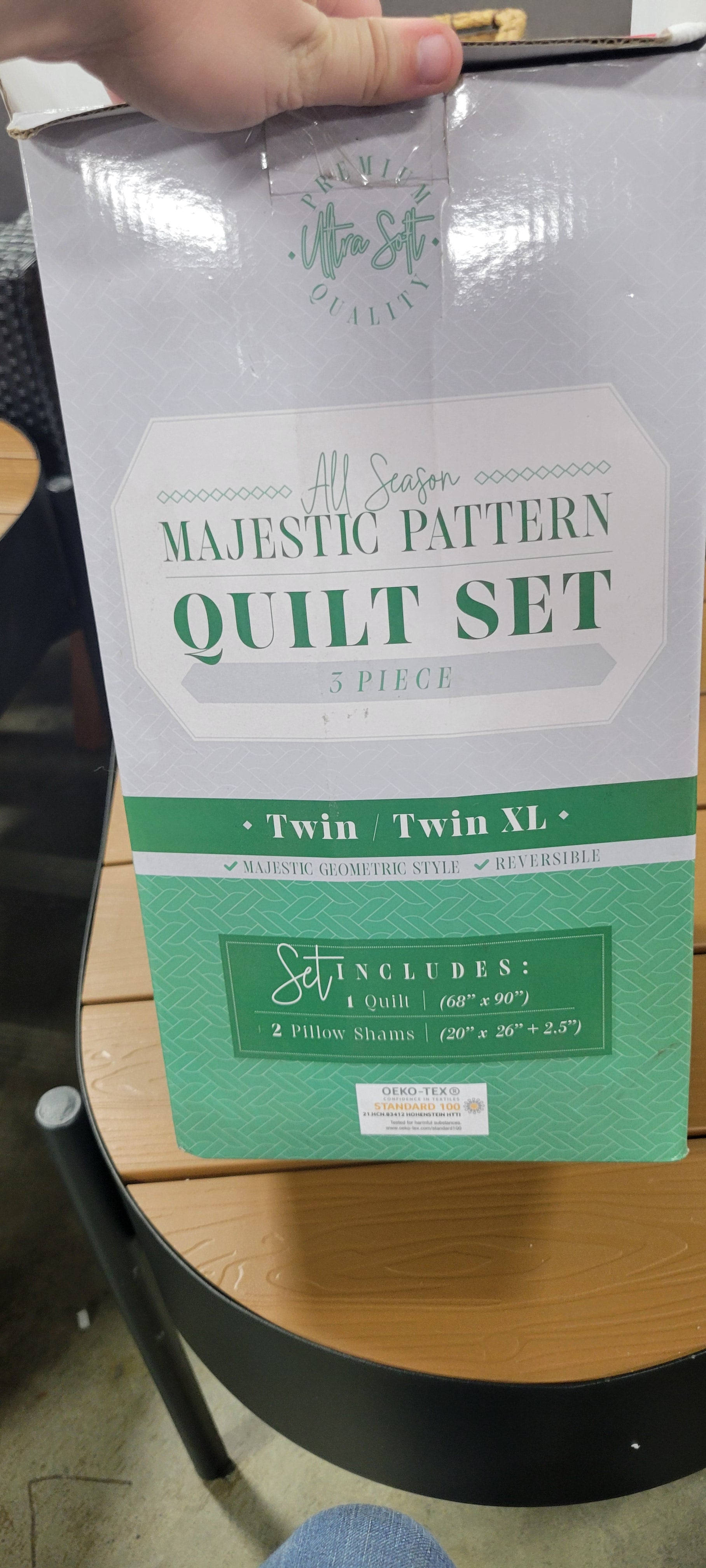 3-Piece Bedspread Coverlet Majestic Design Quilted Set with Shams Twin/Twin XL