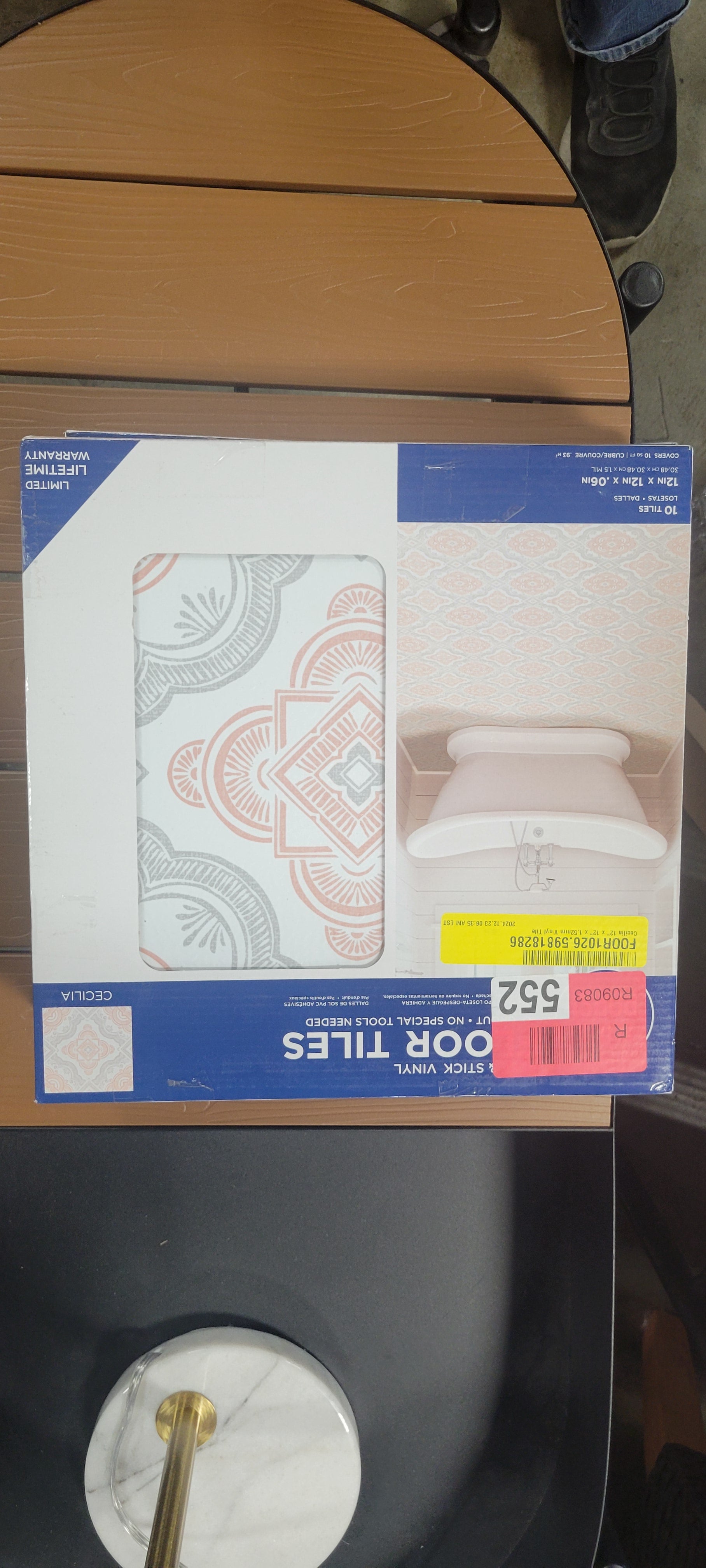 Cecilia White Peel & Stick Vinyl Floor Tiles