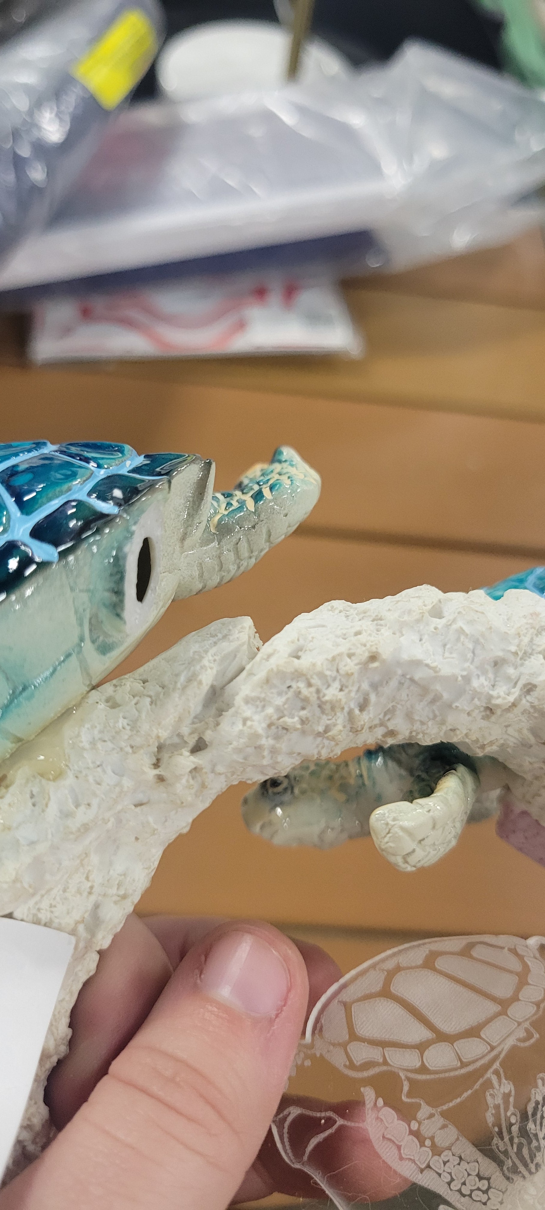 Sea Turtle Mother And Hatchling Family By Coral Reef With 3D LED Light Figurine