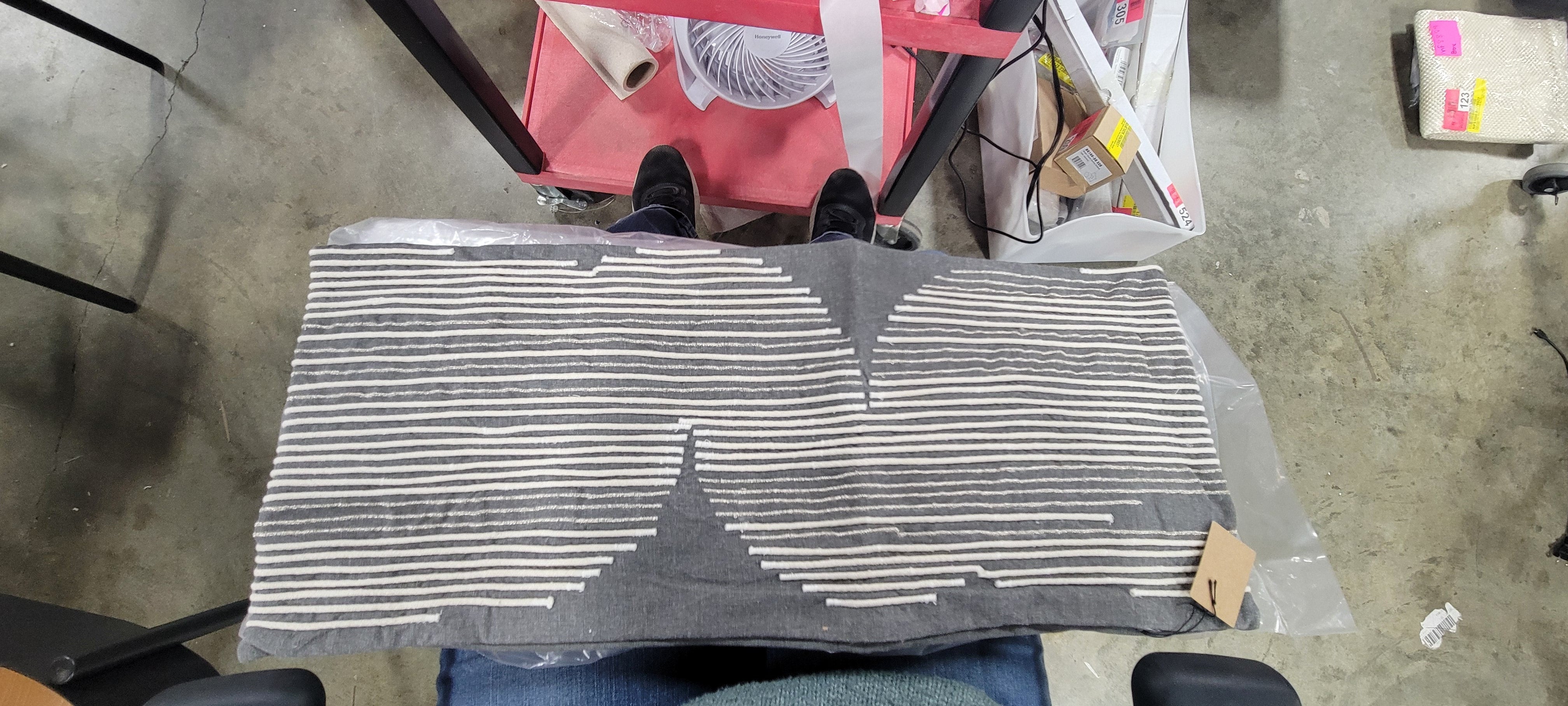 Cotton Lumbar Pillow with Gold Thread Embroidery and Rope Applique