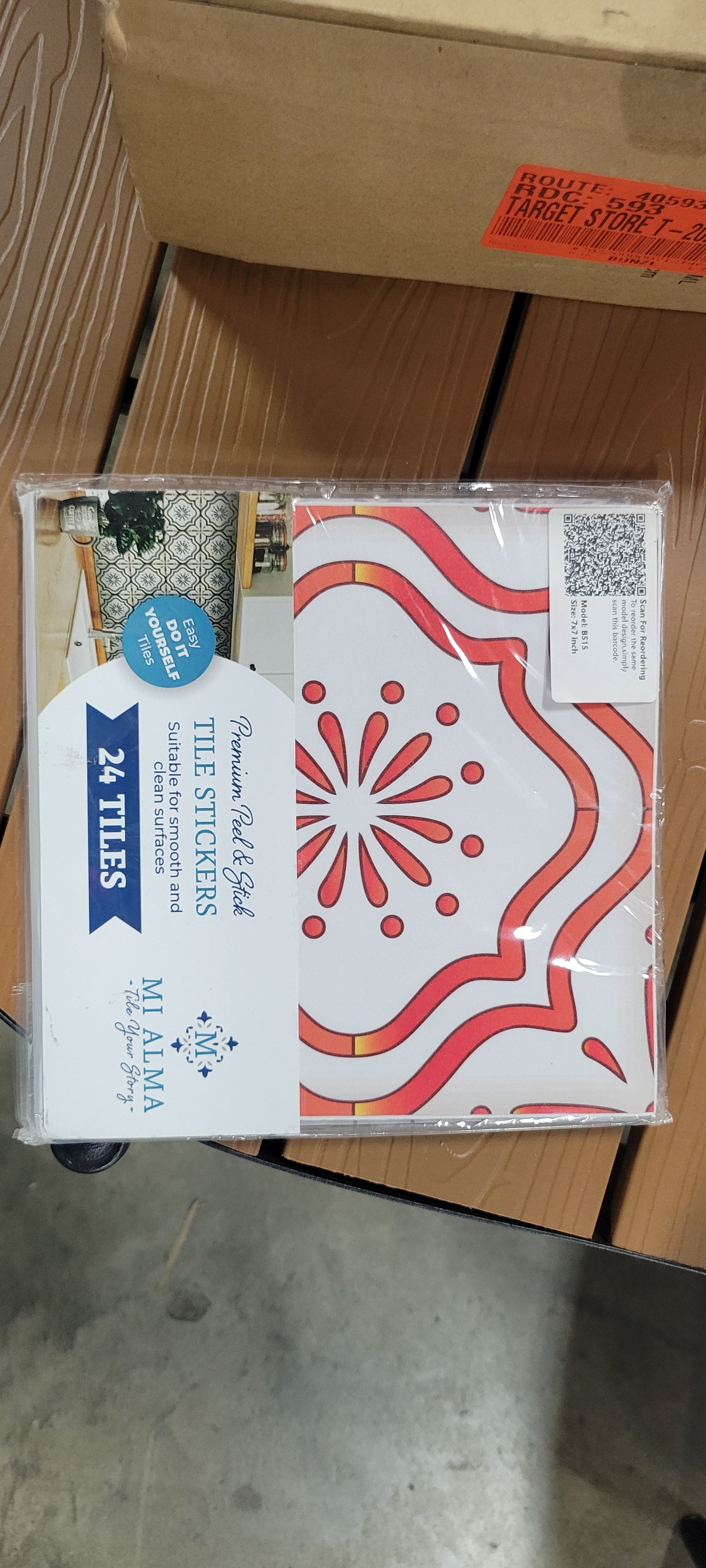 Orange and Red Pattern Backsplash Tile Stickers