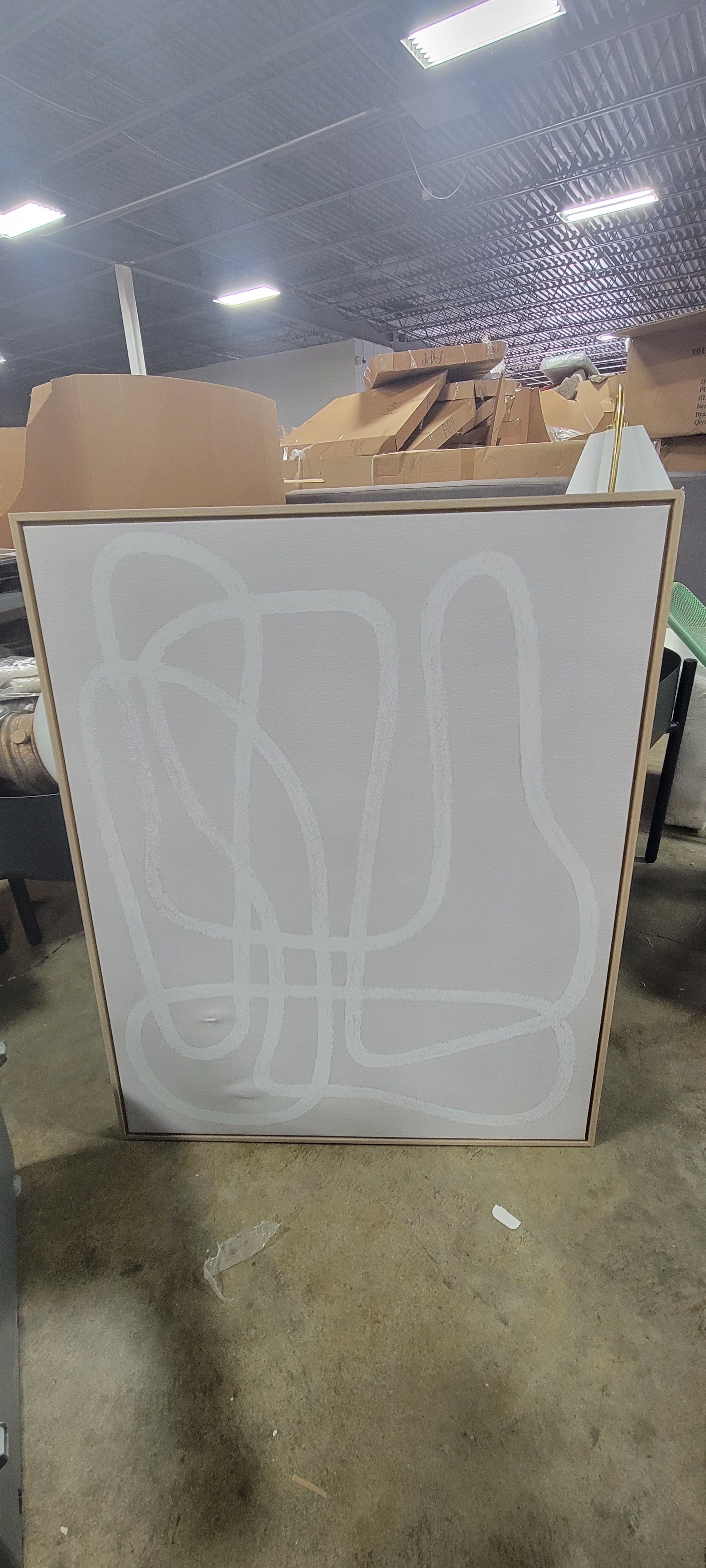 Line Drawing Wall Canvases Gray/White