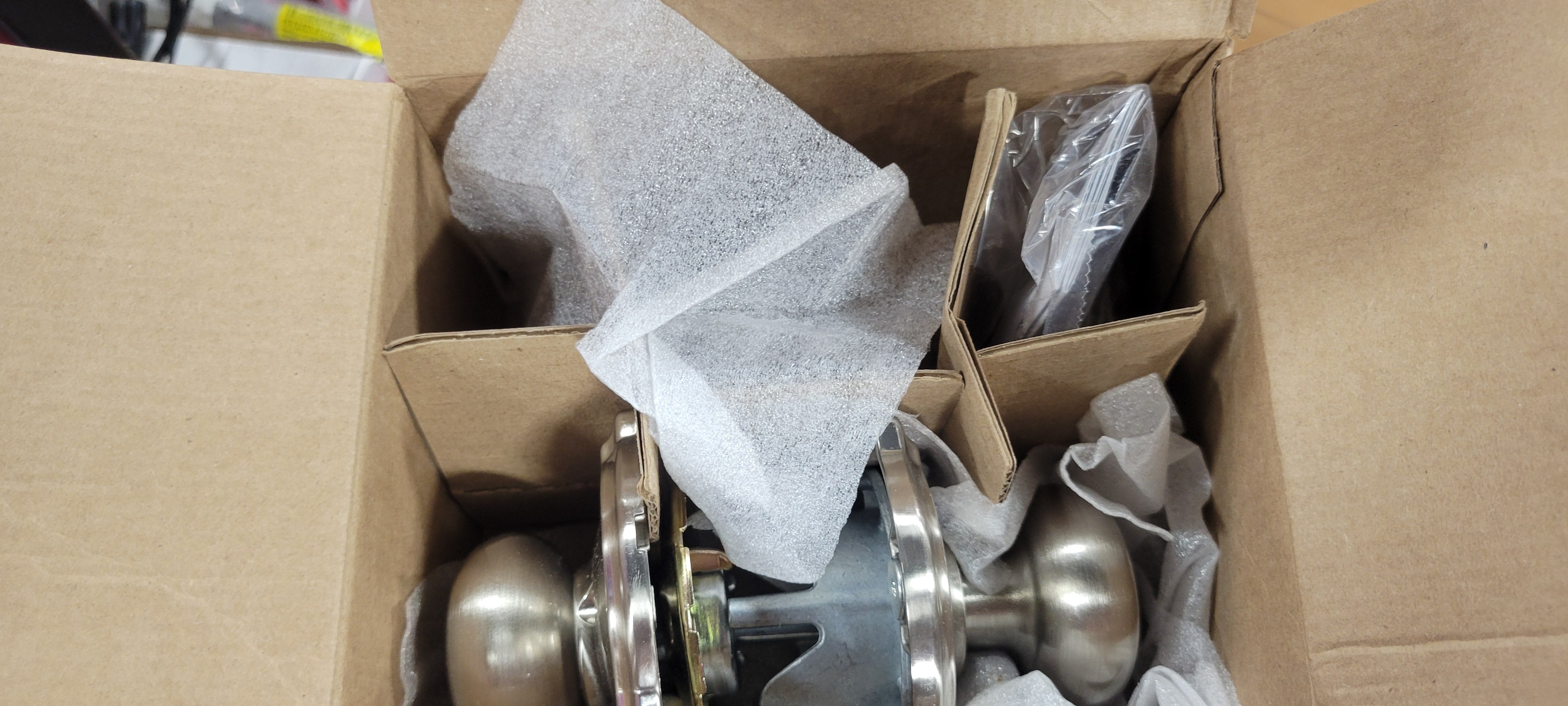 Plymouth Knob with Camelot Trim Bed and Bath Lock