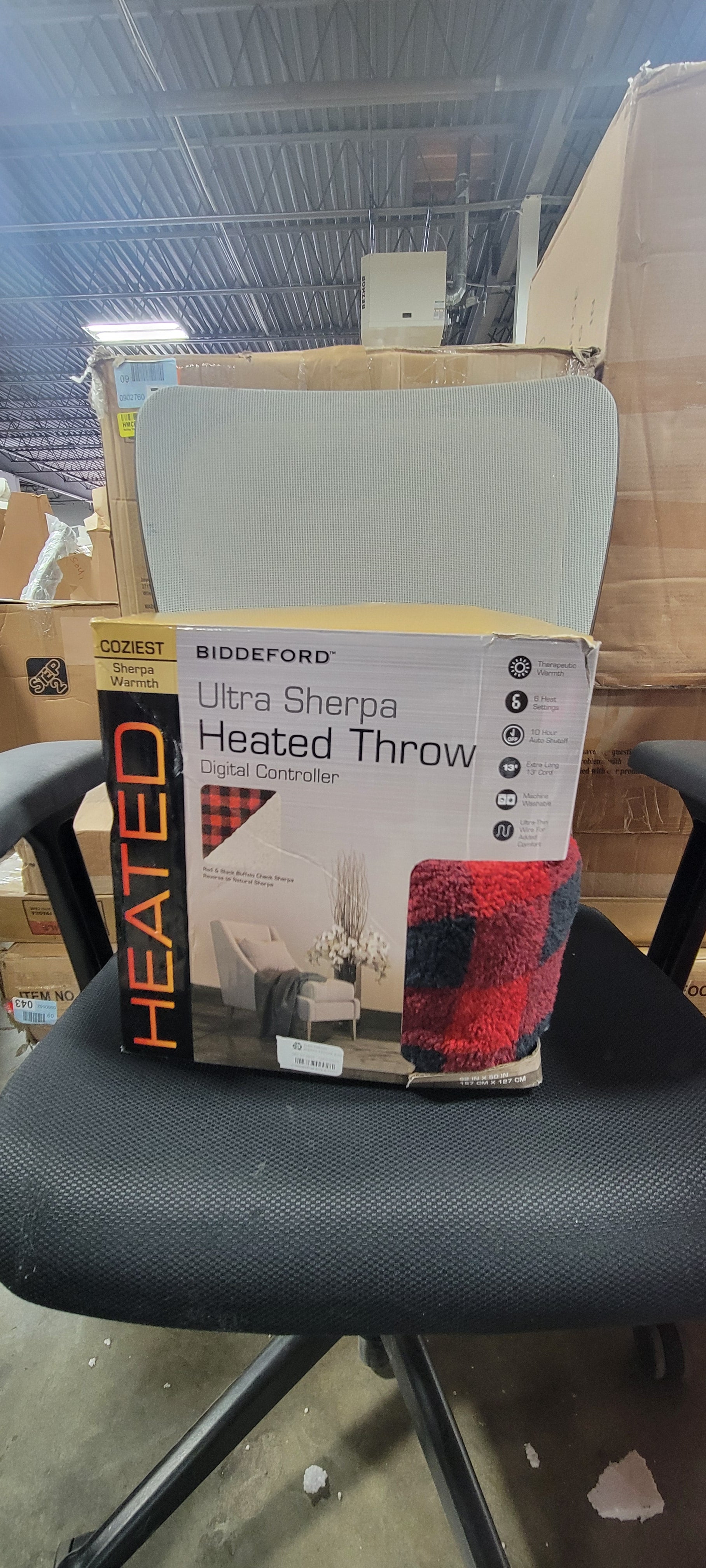 Blankets Sherpa Red and Black Buffalo Check Heated Throw With Digital