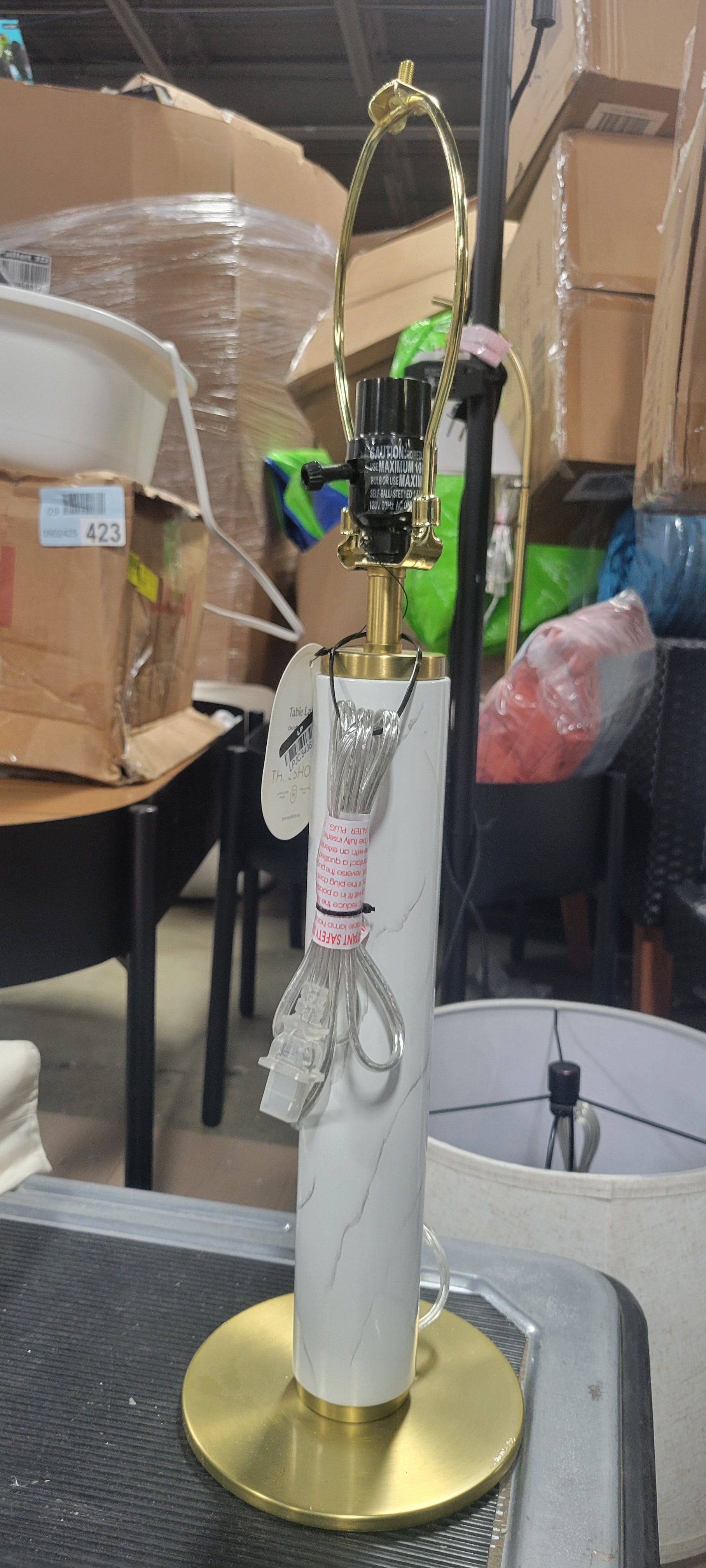 Faux Marble Stick Table Lamp - BASE ONLY