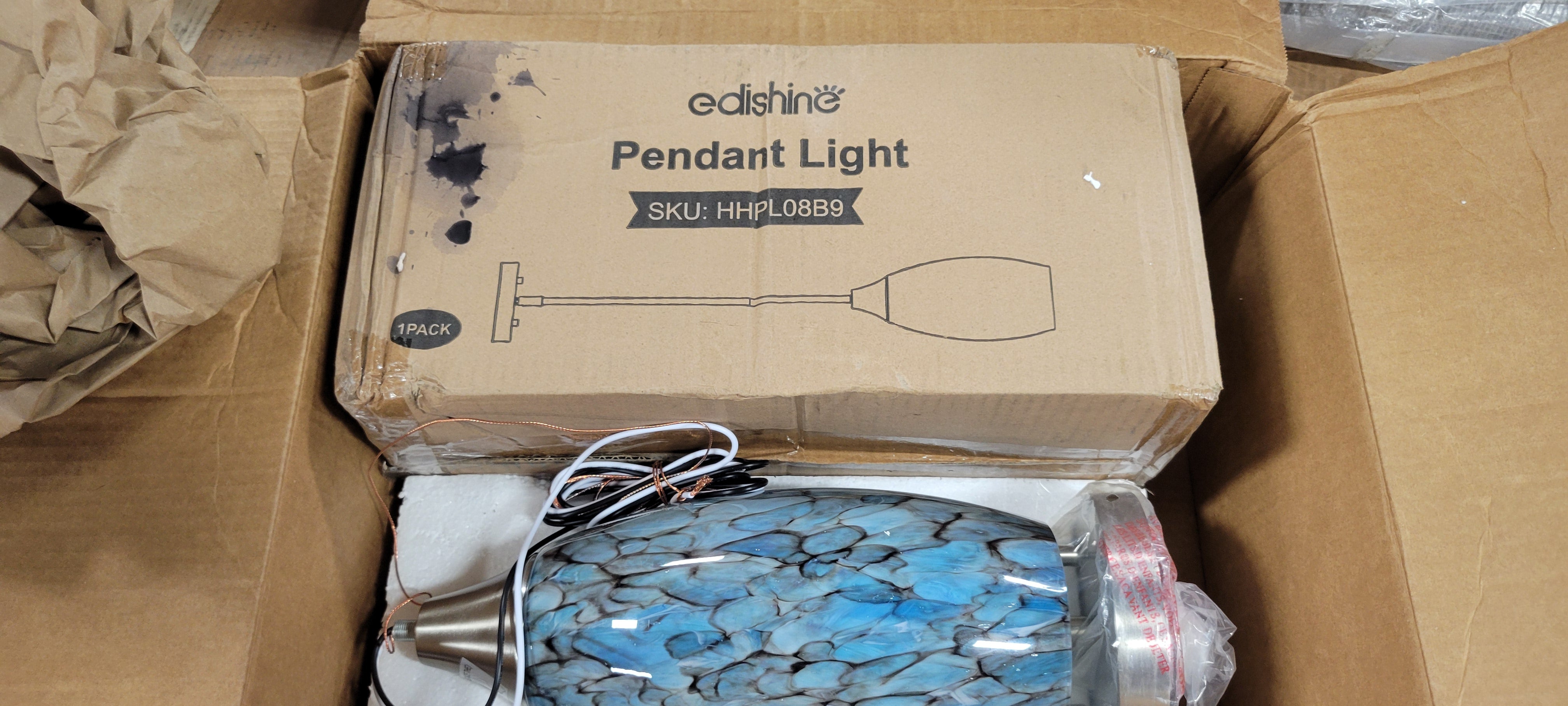 Light Blue Adjustable Rods Medium Pendant Light - Set of 2