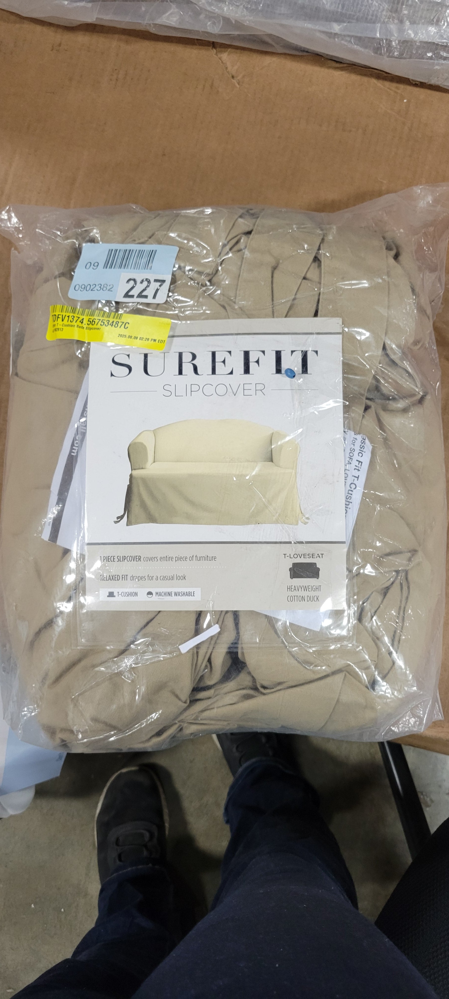 Cotton Duck T-Cushion Loveseat Slipcover