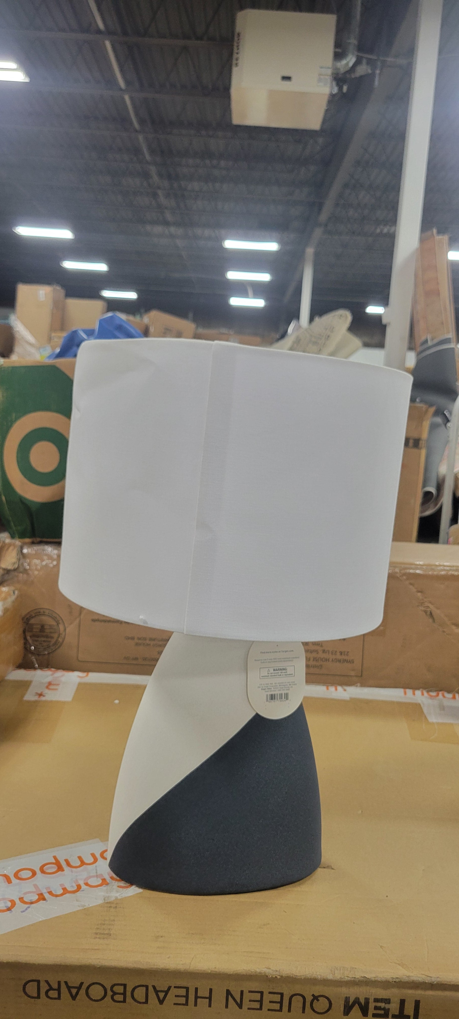 Modern Table Lamp Black/White - Ceramic Base, Linen Shade