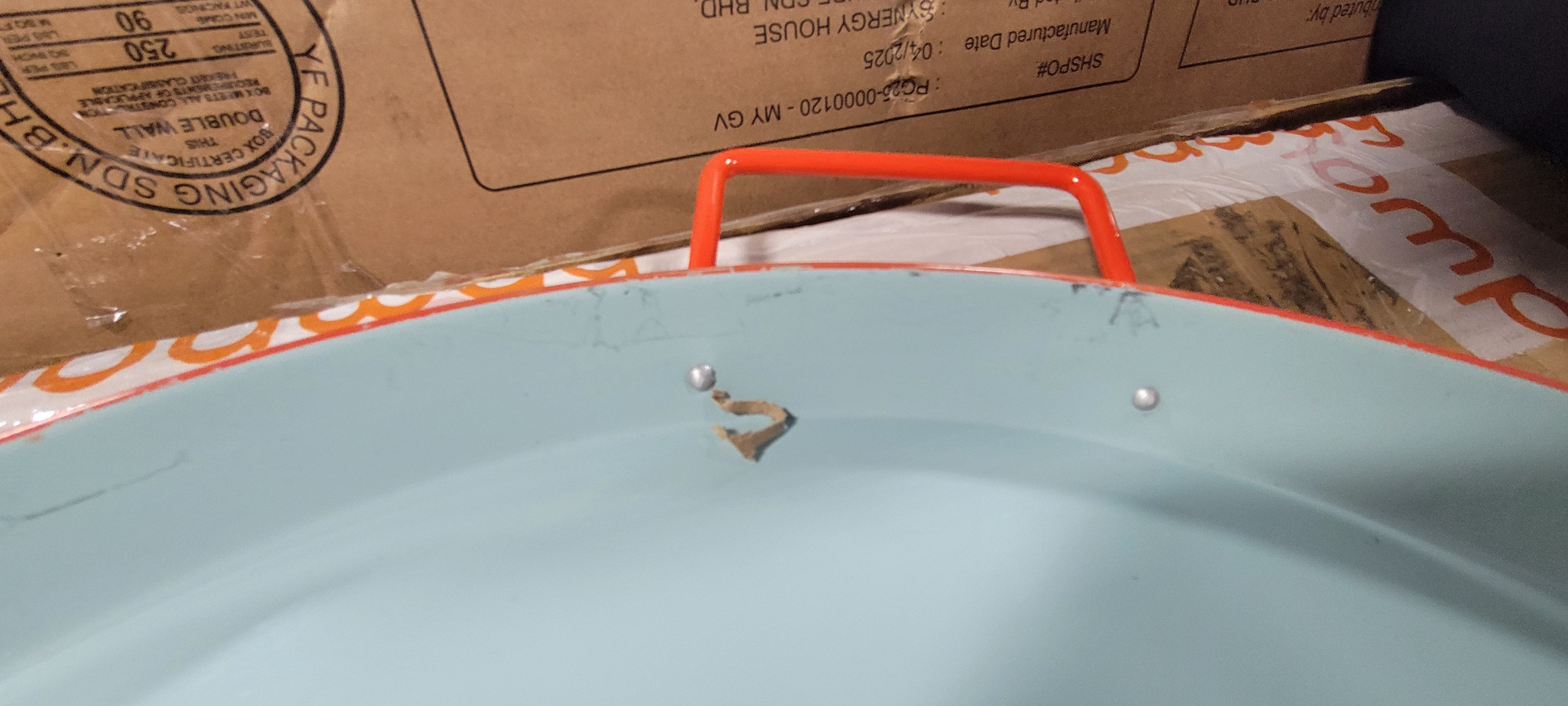 Powder-Coated Metal Oval Serving Tray Blue/Orange