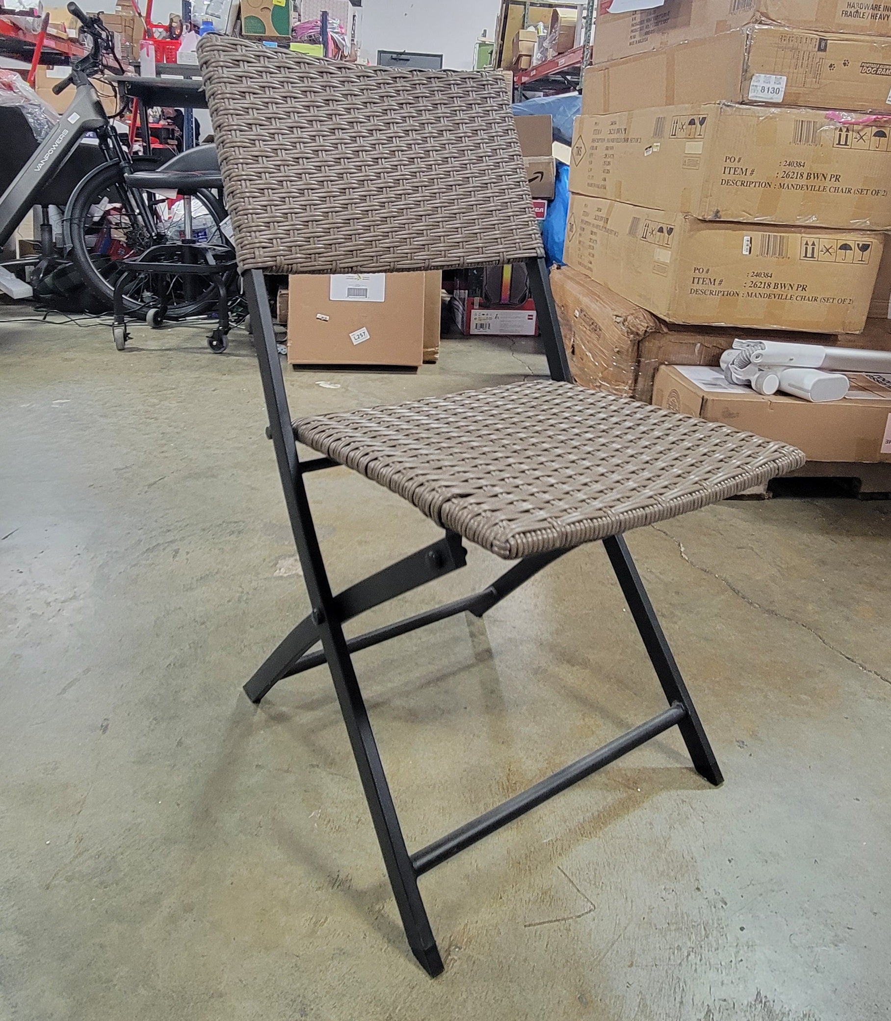 Wicker Outdoor Portable Folding Chair Brown