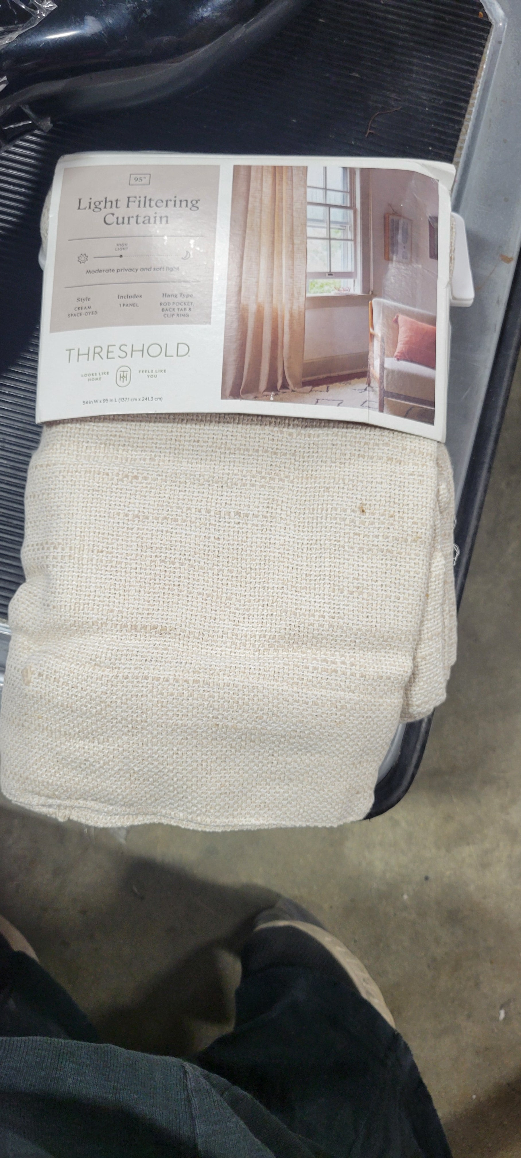 1pc Light Filtering Textured Weave Window Curtain Panel Cream