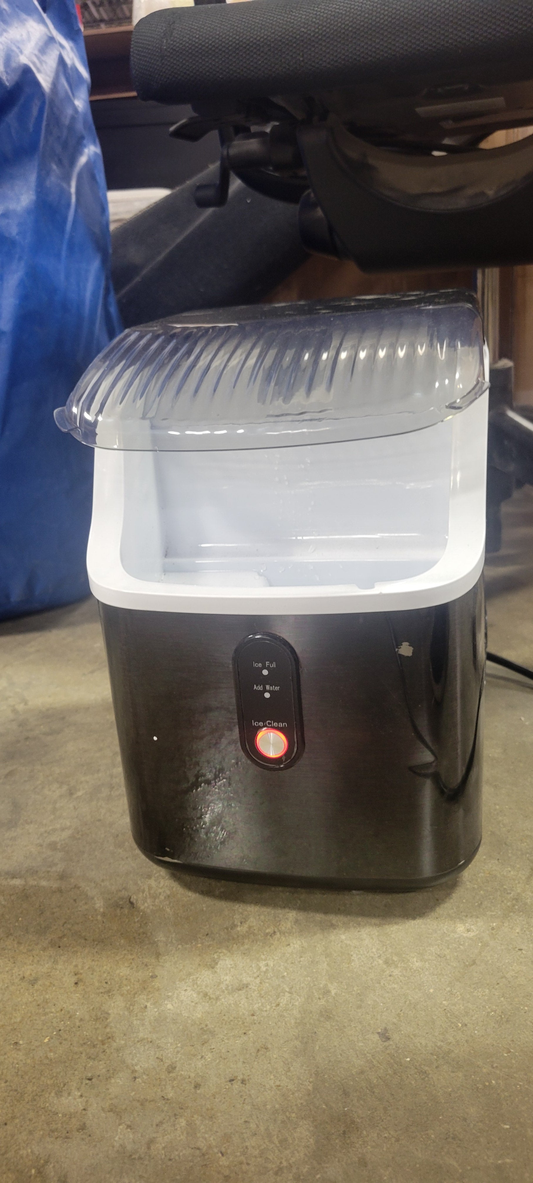 Nugget Ice Makers Countertop, Self-Cleaning Pebble, Soft Chewable Pellet Ice, Stainless Steel Black