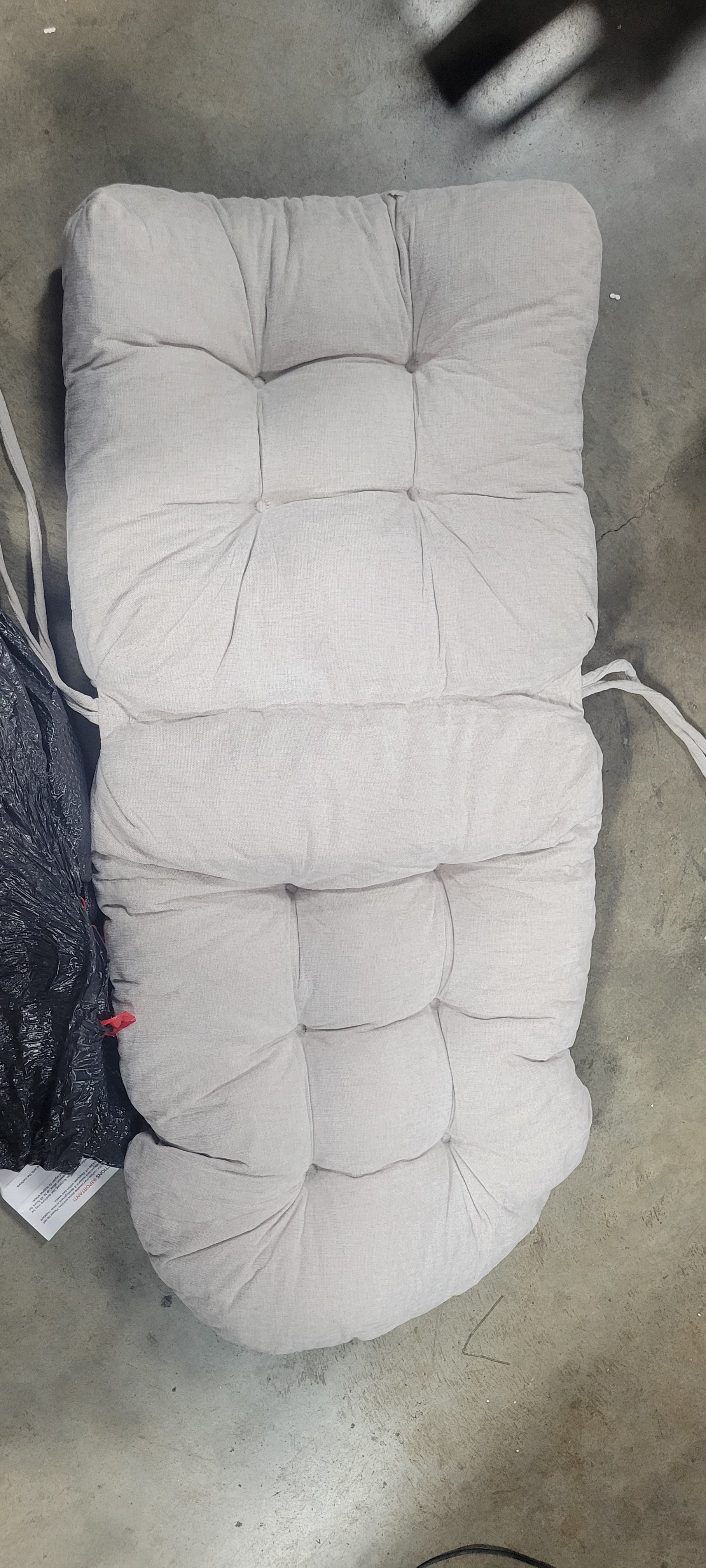 Rocking Chair Cushion - Chenille Fabric, High-Density Sponge, Chenille/Oyster White