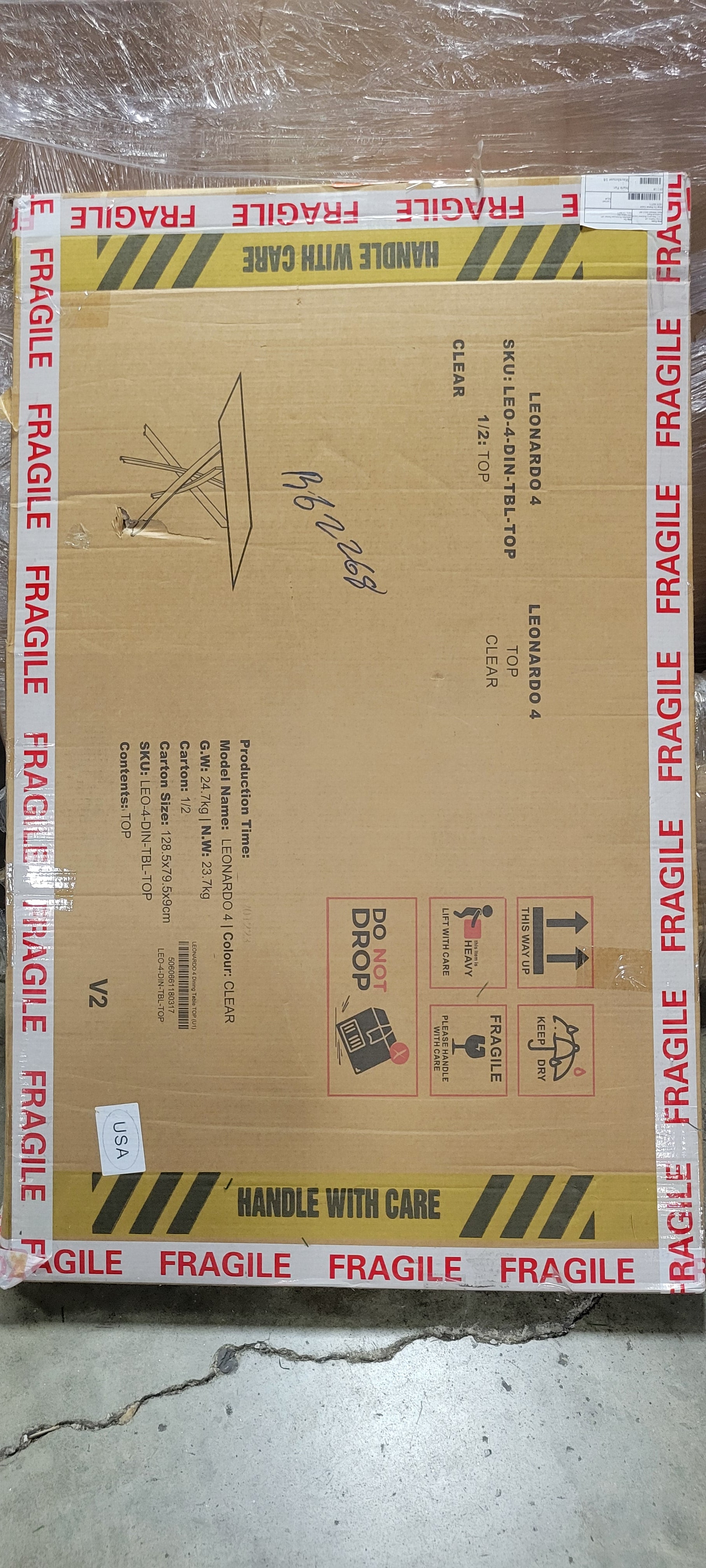 Rectangular Clear Tempered Glass Dining TABLE ONLY