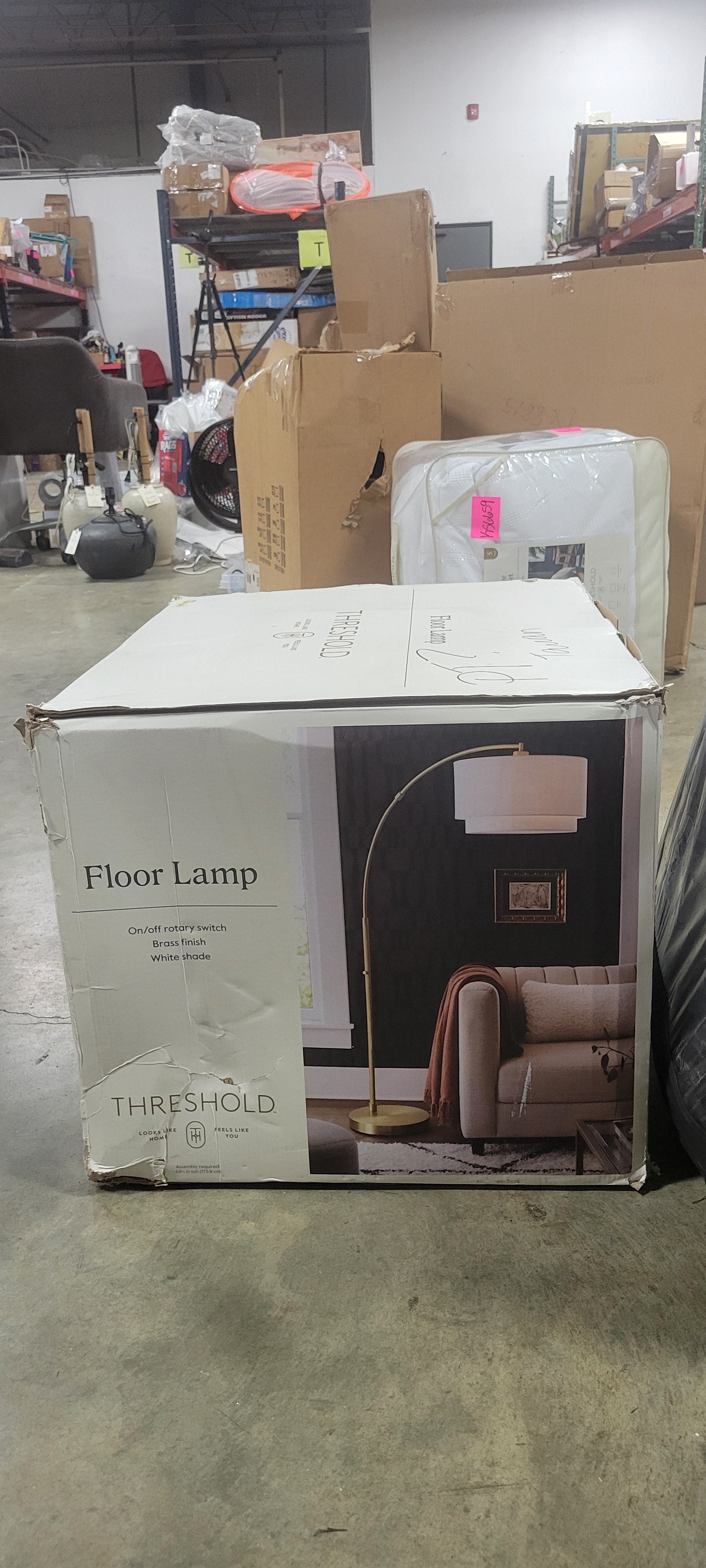 Knurled Metal Arc Floor Lamp with Tiered Shade Brass -Curved Standing Illumination