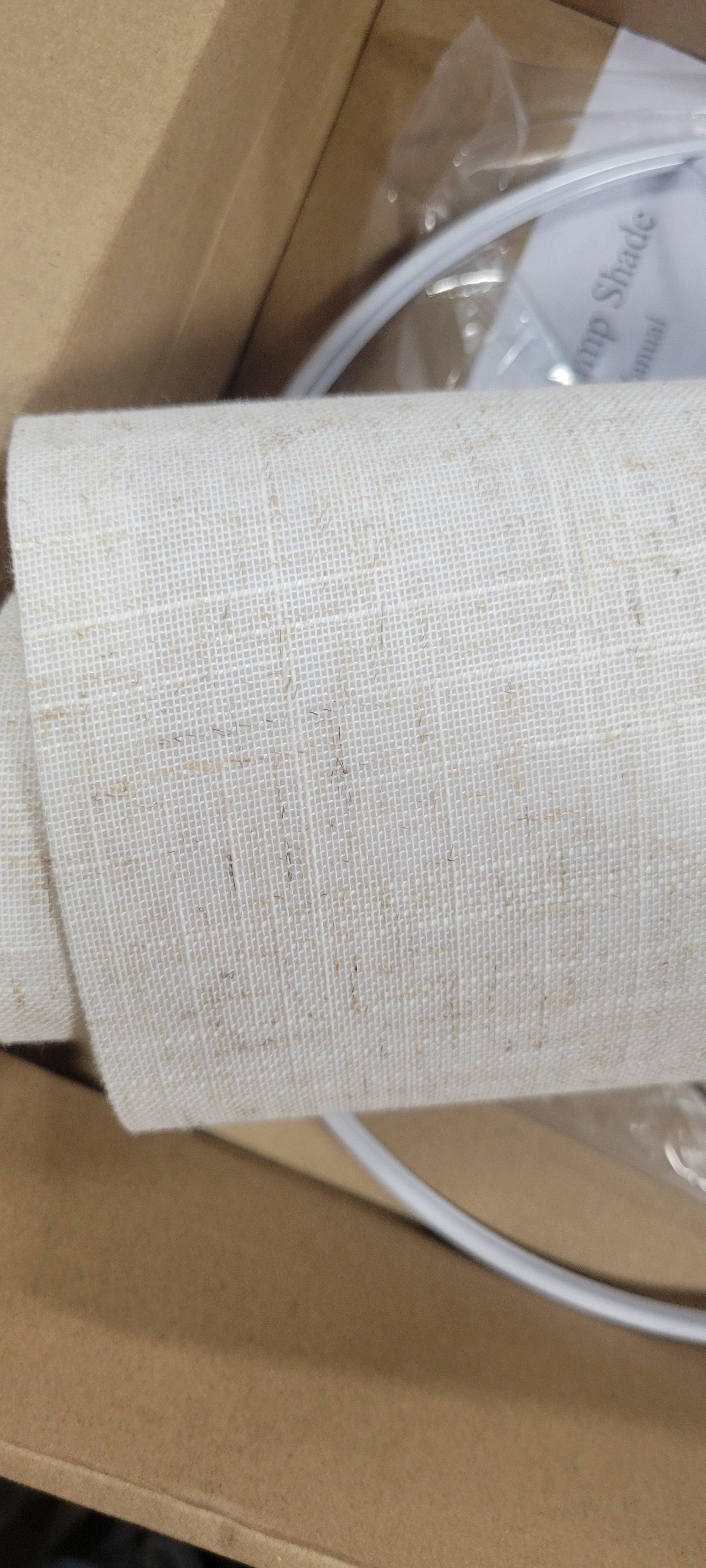 Drum Lamp Shade White Large Line Fabric