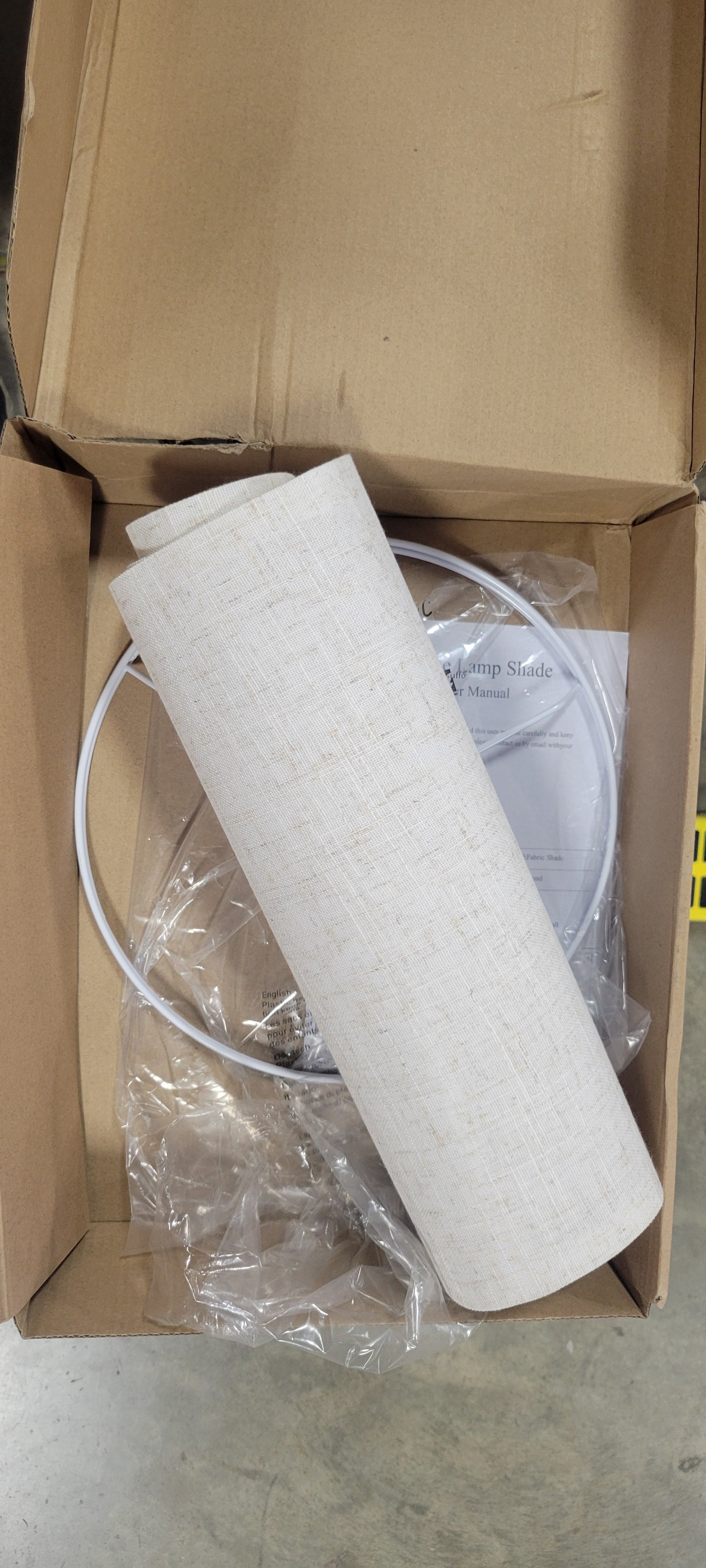 Drum Lamp Shade White Large Line Fabric