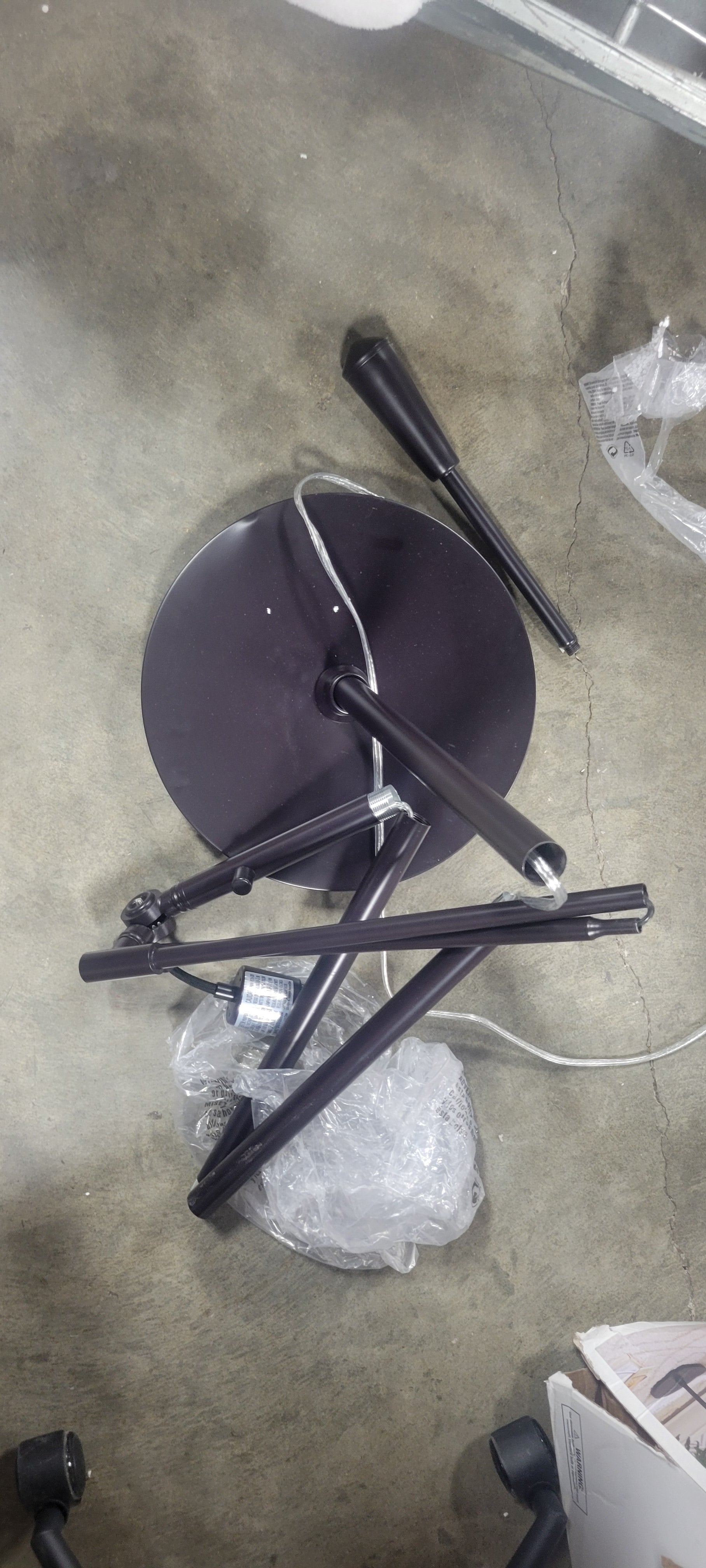 Cantilever Drop Pendant Swing Arm Floor Lamp Brown - Adjustable, Metal Body, Linen Shade