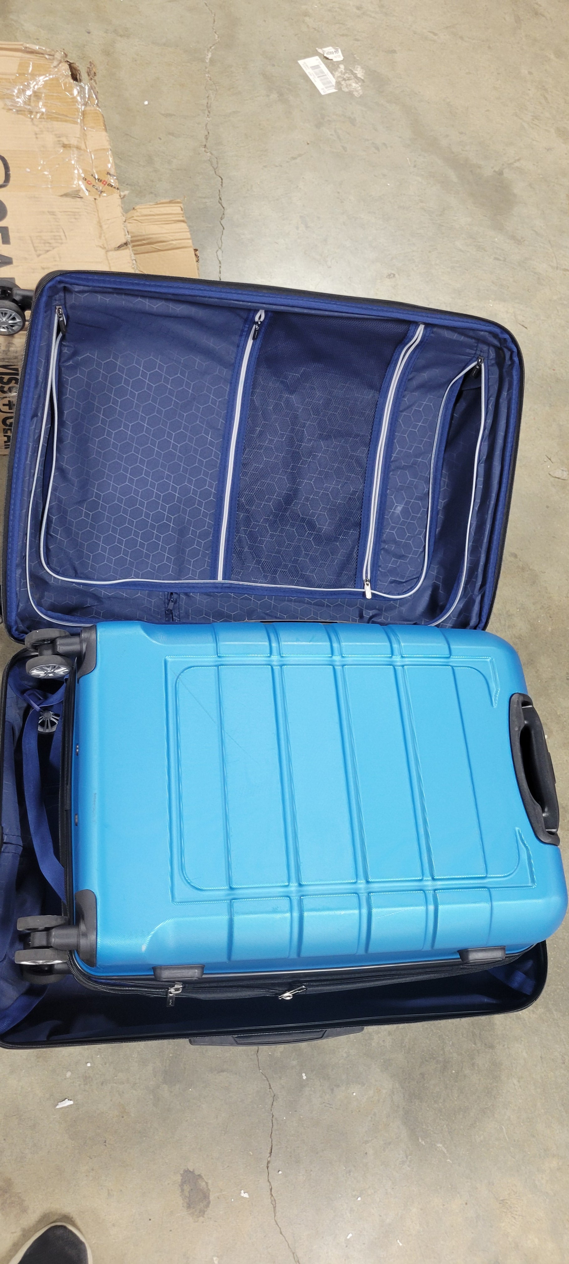 Luggage Sets Expandable PC+ABS Durable Suitcase Sets Double Wheels TSA Lock Sea Blue 3PCS