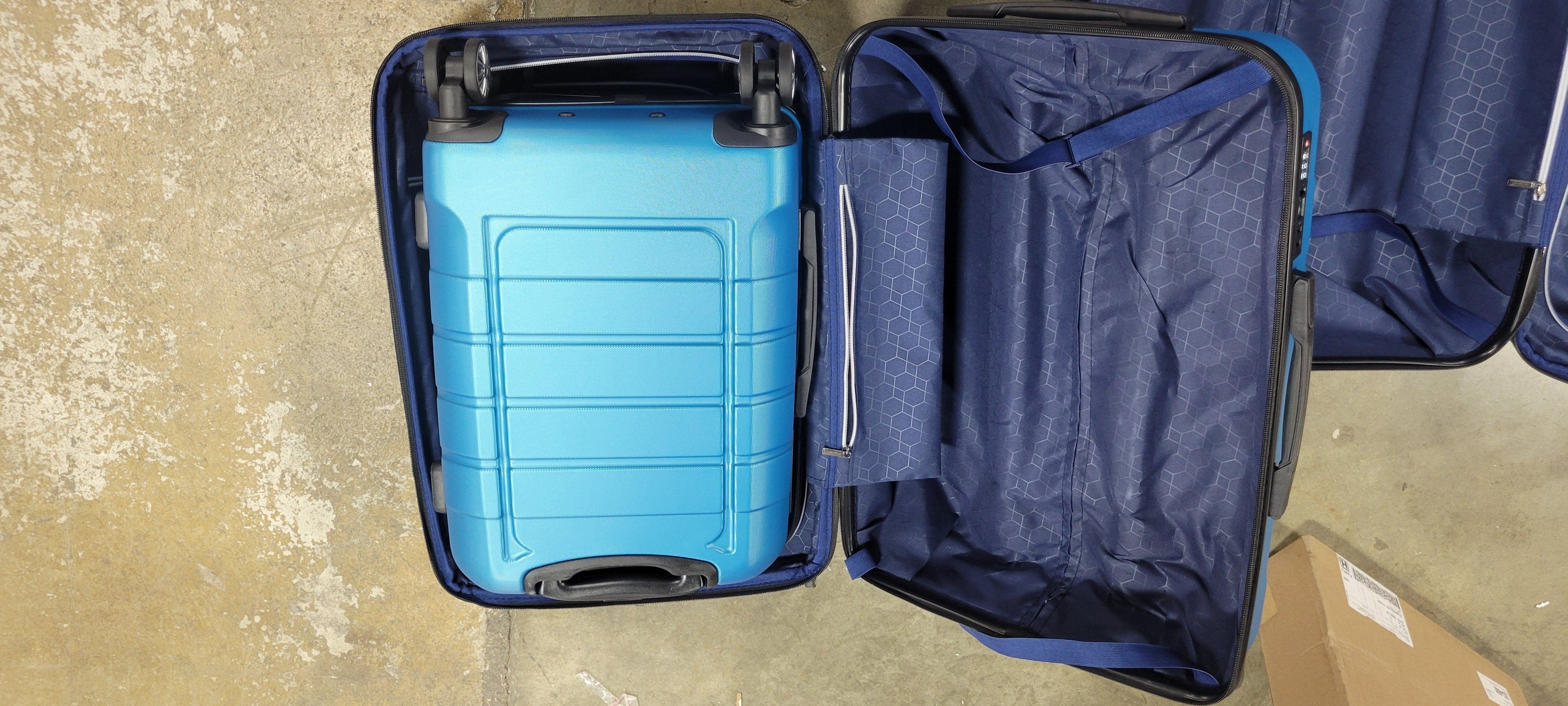 Luggage Sets Expandable PC+ABS Durable Suitcase Sets Double Wheels TSA Lock Sea Blue 3PCS