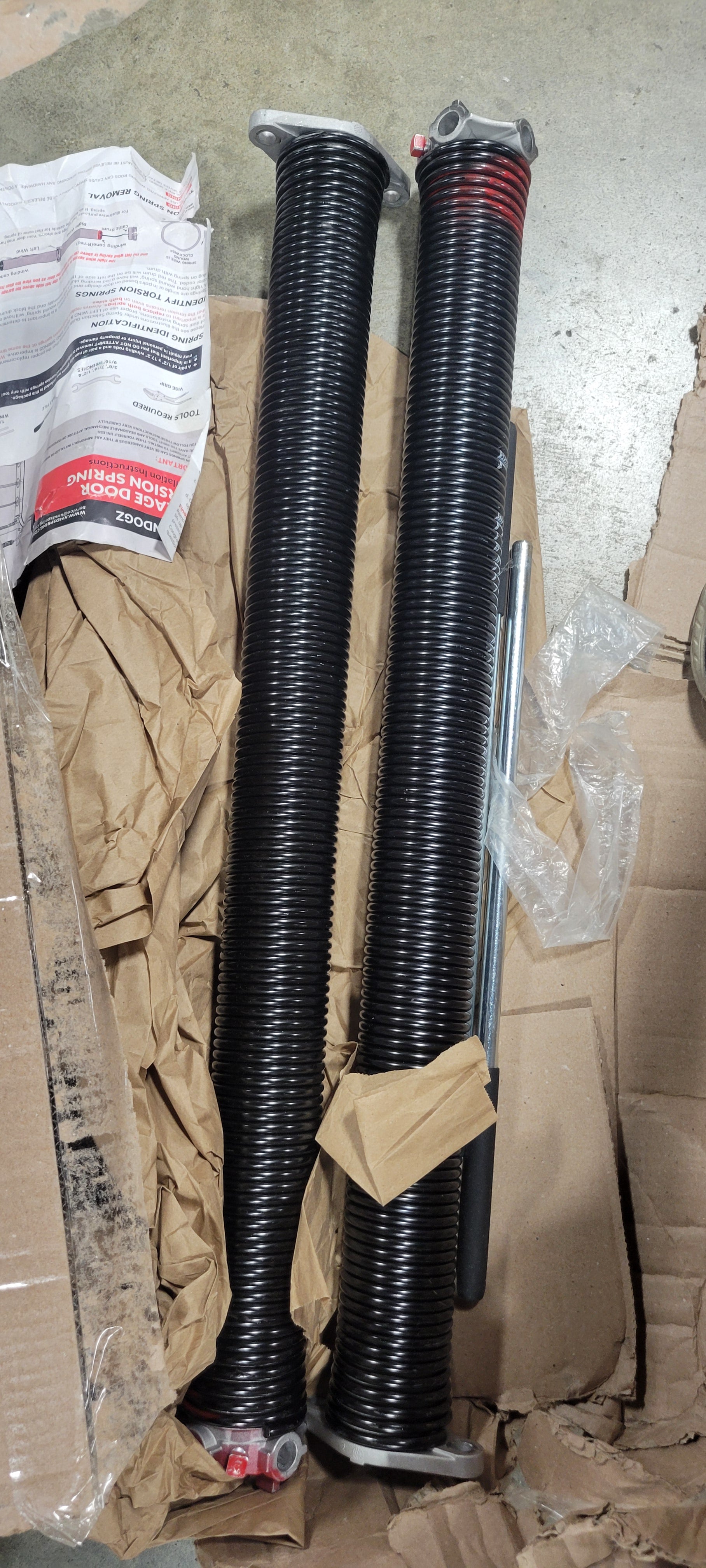 Pair of 2" Garage Door Torsion Springs Set with Non-Slip Winding Bar & Gloves, High Precision Electrophoresis Black Coated, for Replacement & Installation