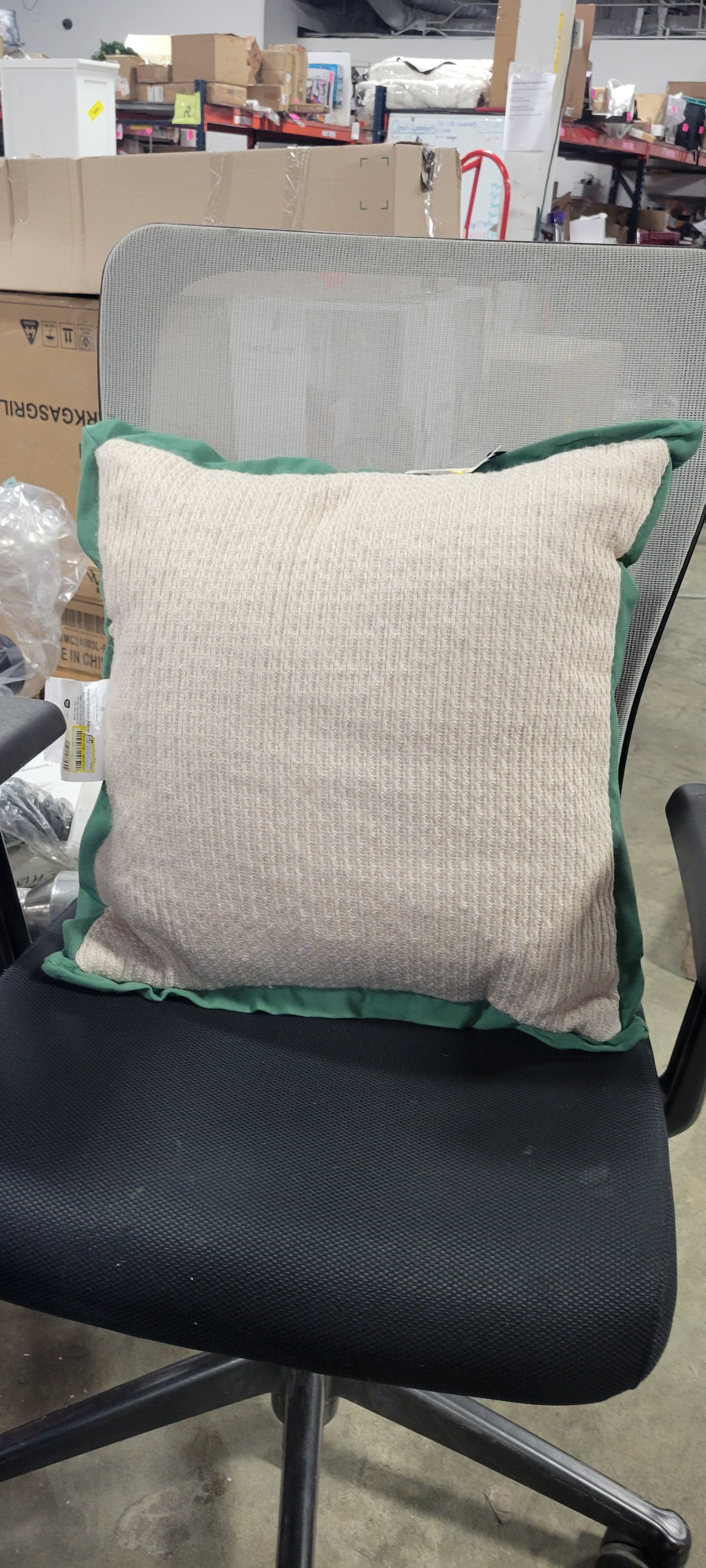 Textured Woven Flange Detail Indoor/Outdoor Square Throw Pillow