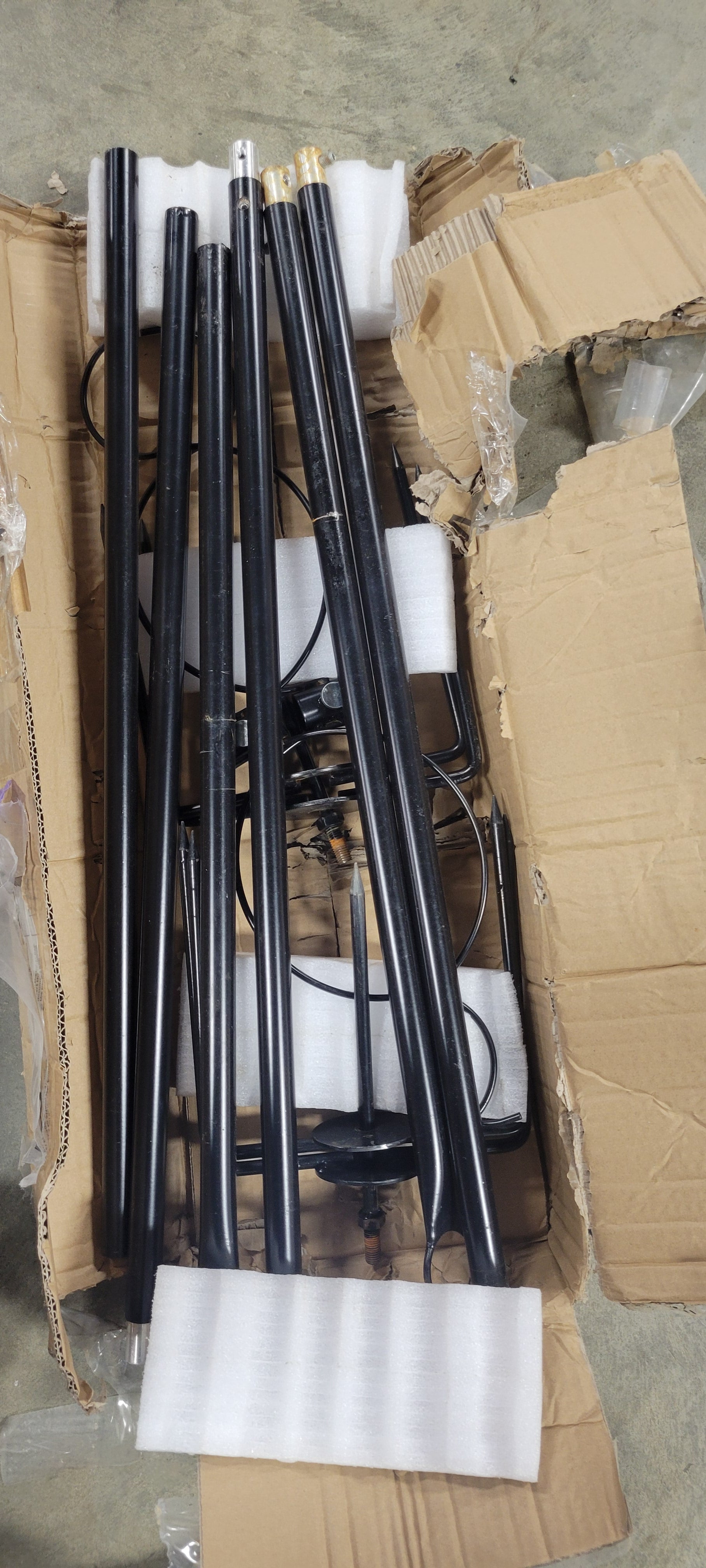 2-Pack Black Metal Light Poles w/ Hooks