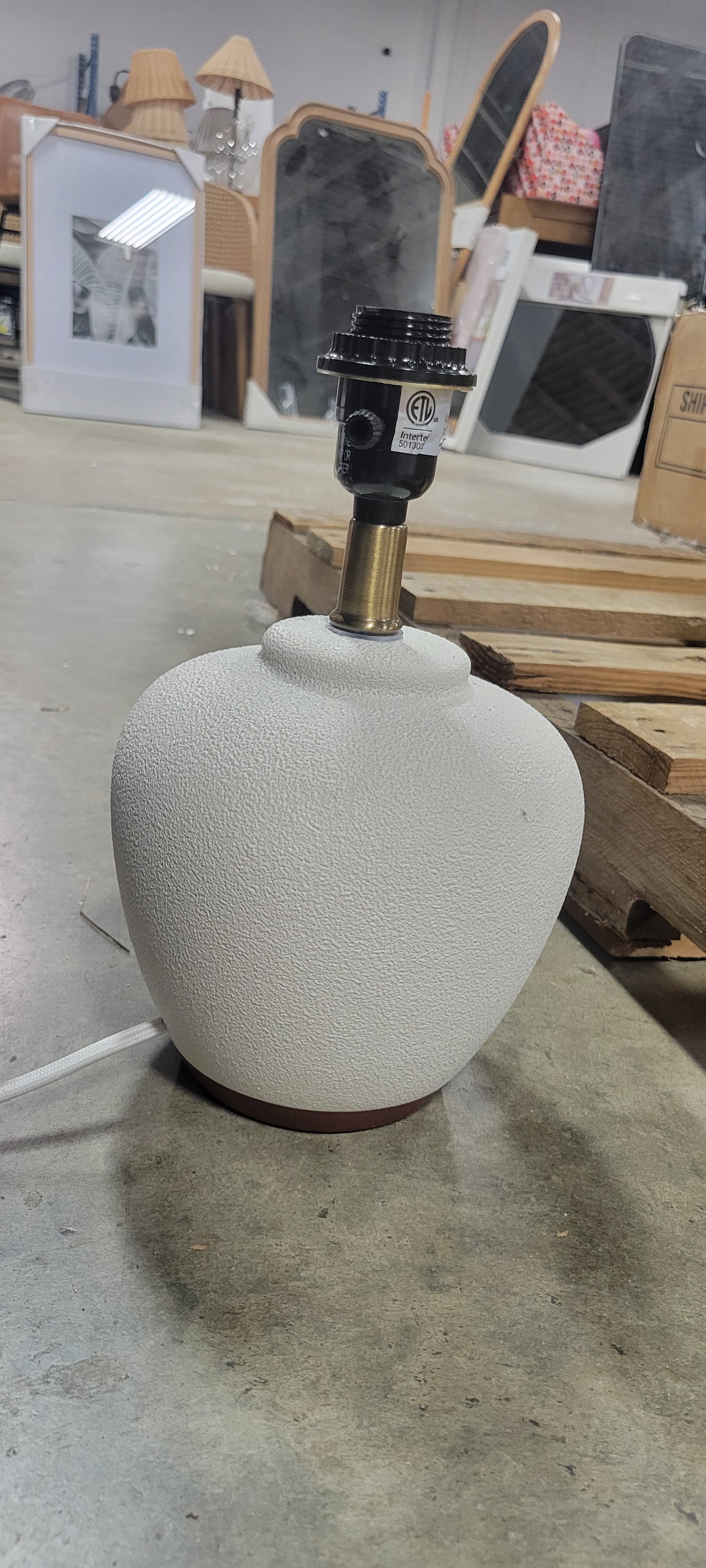 Honeybloom White Textured Ceramic Urn Small Lamp Base