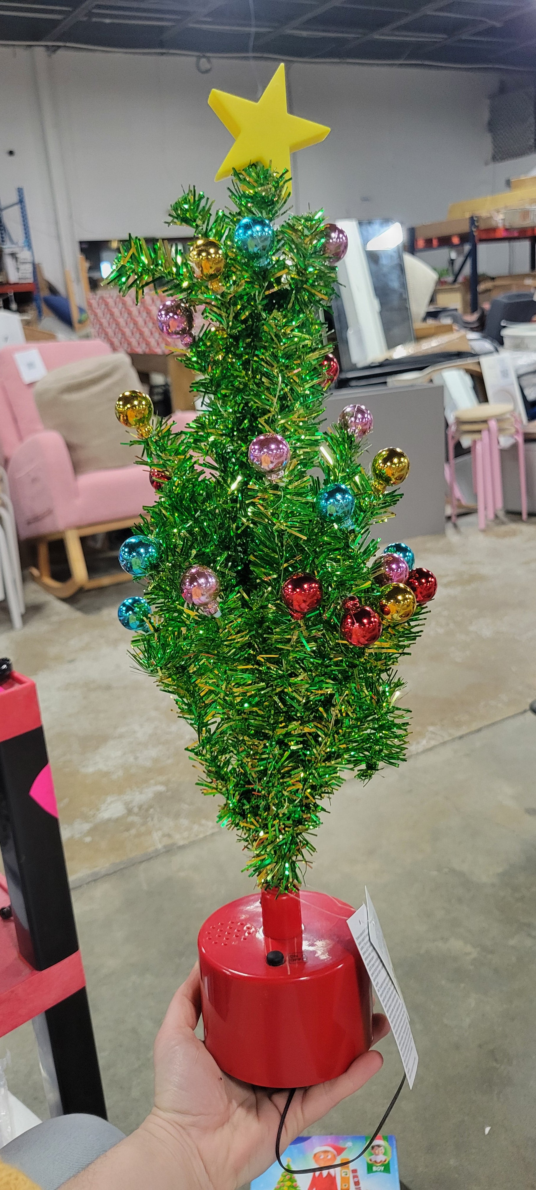 Rotating Tinsel Christmas Tree 21 -Lights Multicolor Plays, final cut