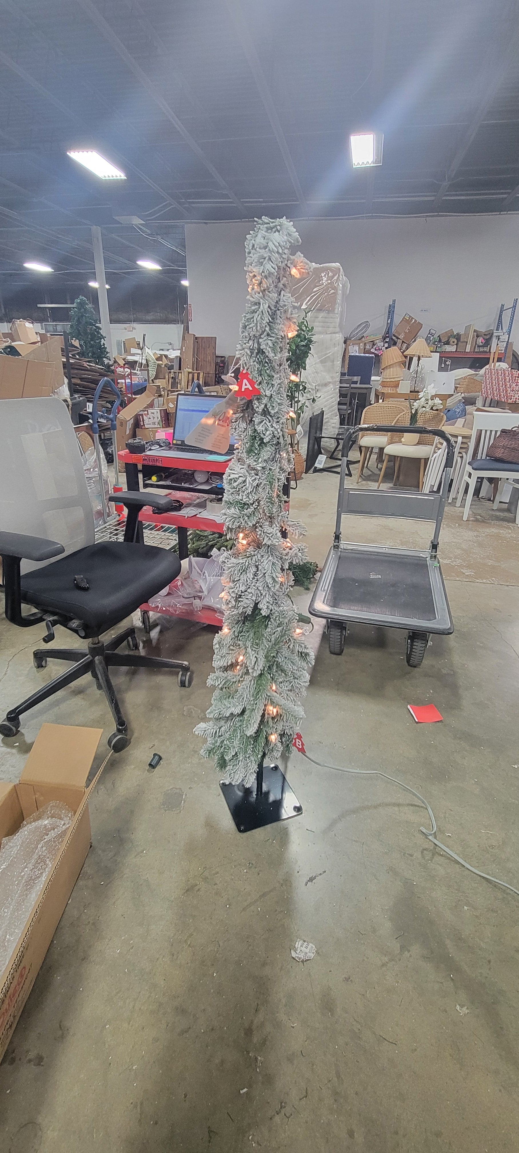 Pre-Lit Flocked Alpine Pencil Artificial Christmas Tree - 4, final cut