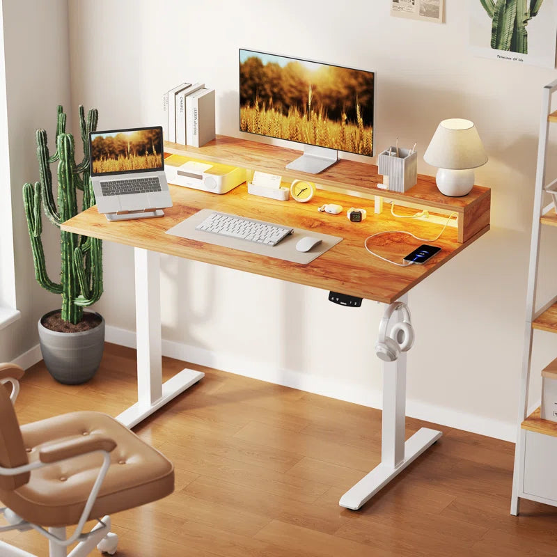 Electric Height Adjustable Standing Desk - White/Natural SHOWROOM ITEM