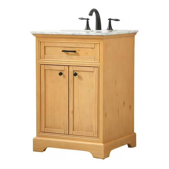 Elegant Decor Americana 24" Aluminum MDF Single Bathroom Vanity in Natural Wood - SHOWROOM ITEM