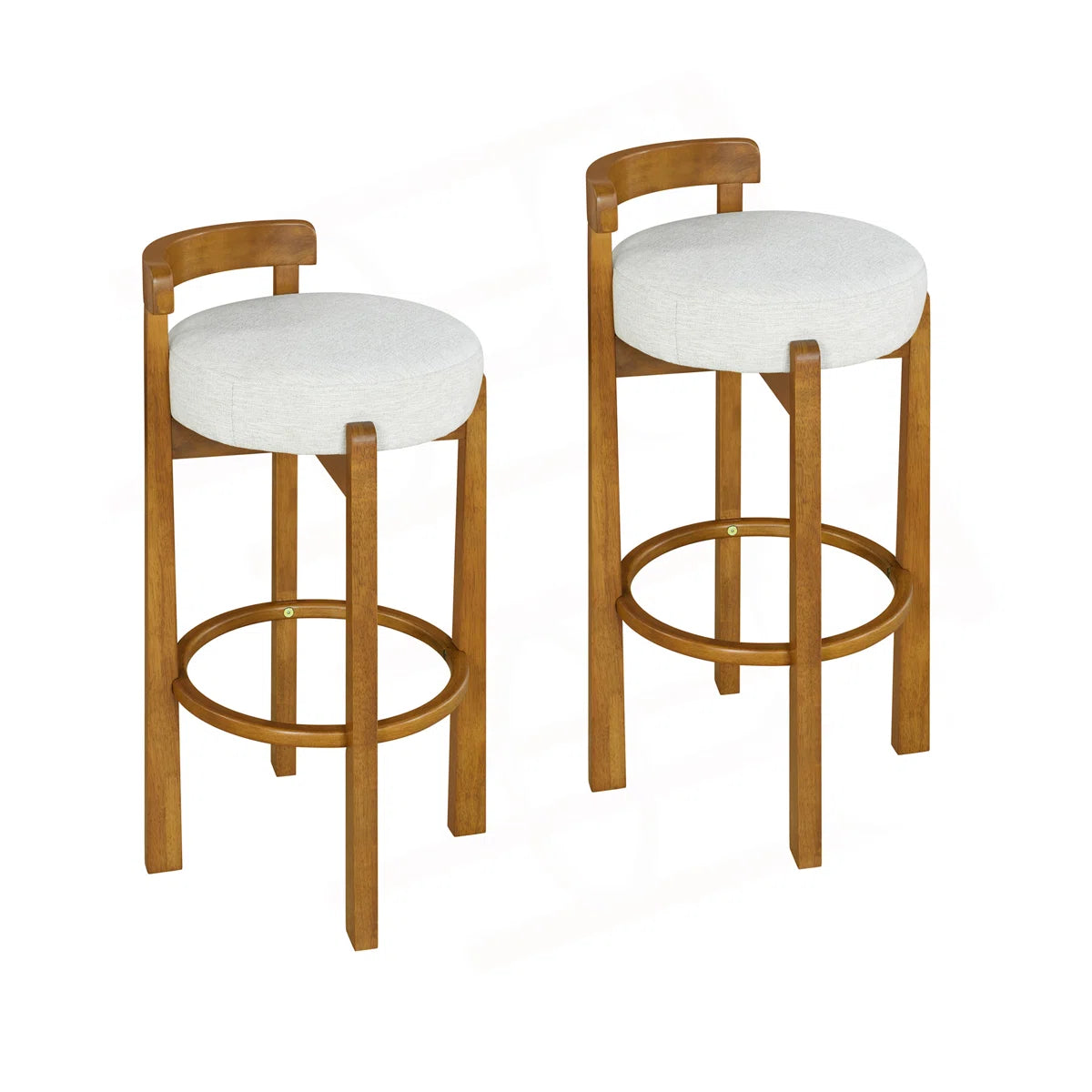 (Set of 2) Elise Indoor Wooden Low Back Barstool - Ivory SHOWROOM ITEM