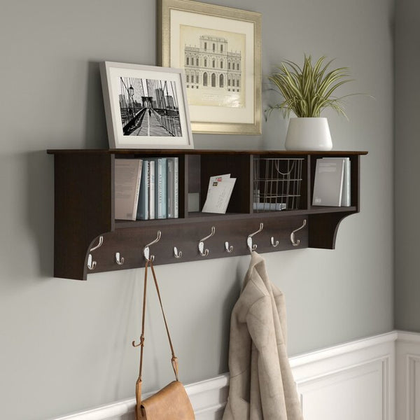 Ella 60 Wide 9 Hook Wall Mounted Coat Rack with Storage