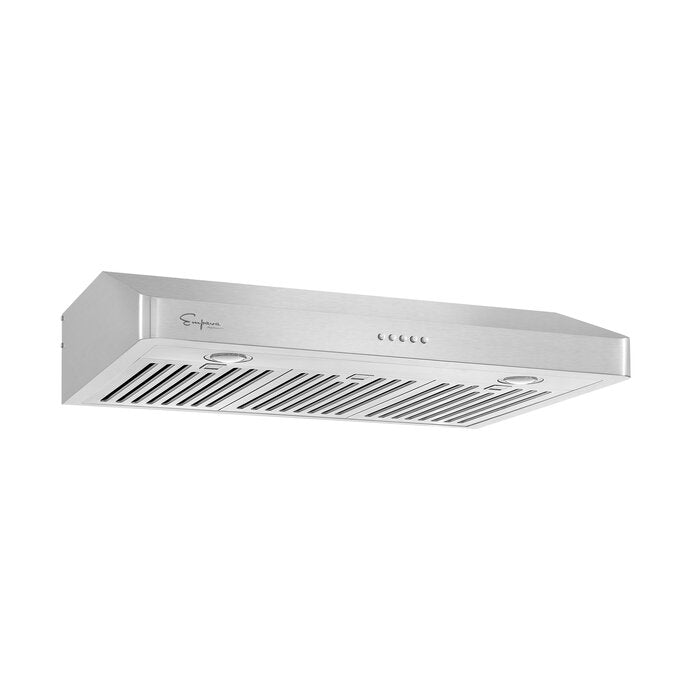 500 Cubic Feet Per Minute CFM Ducted Under Cabinet Range Hood in Silver with Baffle Filter and Light Included