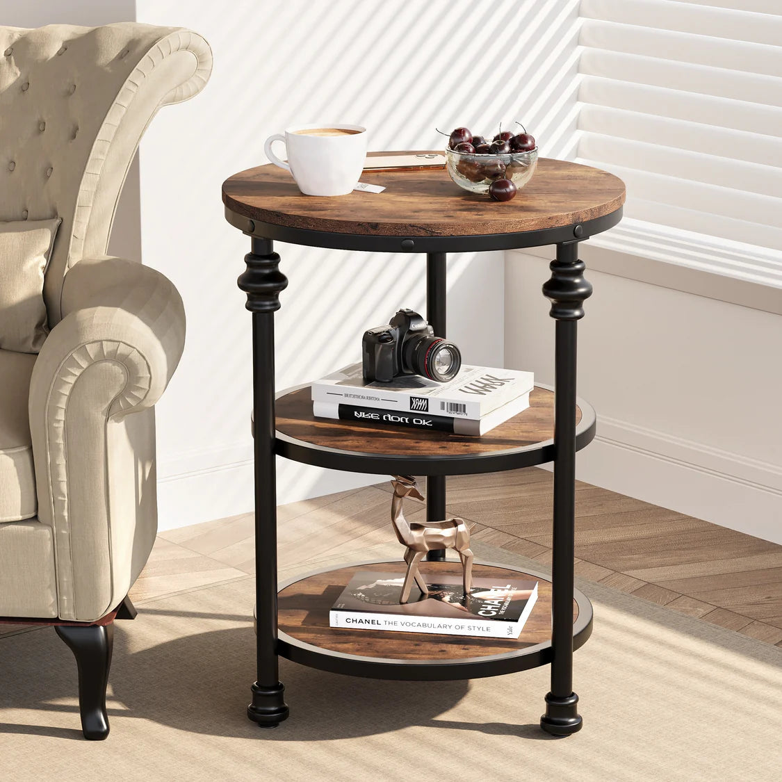 End Table 3-Tier Round Side Table