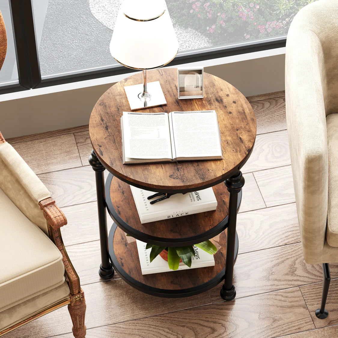 End Table 3-Tier Round Side Table