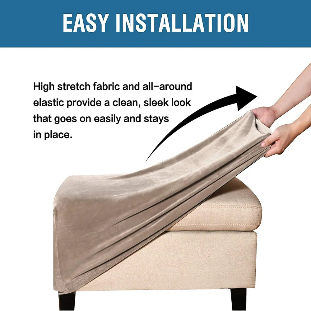 Enova Home One Piece Extra Large Removable Stretch Velvet Fabric Ottom ...