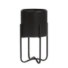 Everett Black Mid-Century Modern Planter with Tall Metal Base