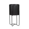 Everett Black Mid-Century Modern Planter with Tall Metal Base
