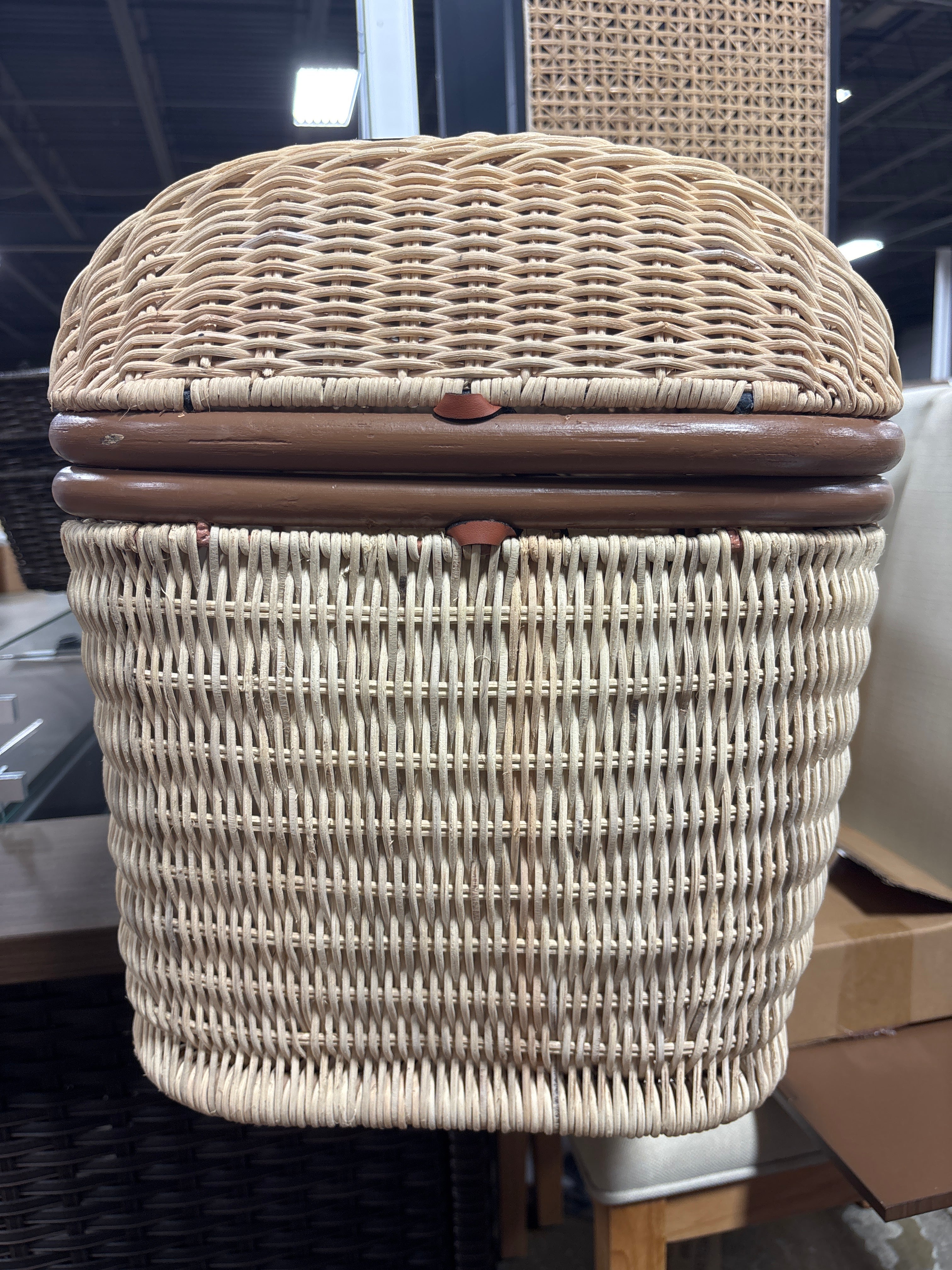 21" Woven Rattan Storage Trunk - Brown SHOWROOM ITEM