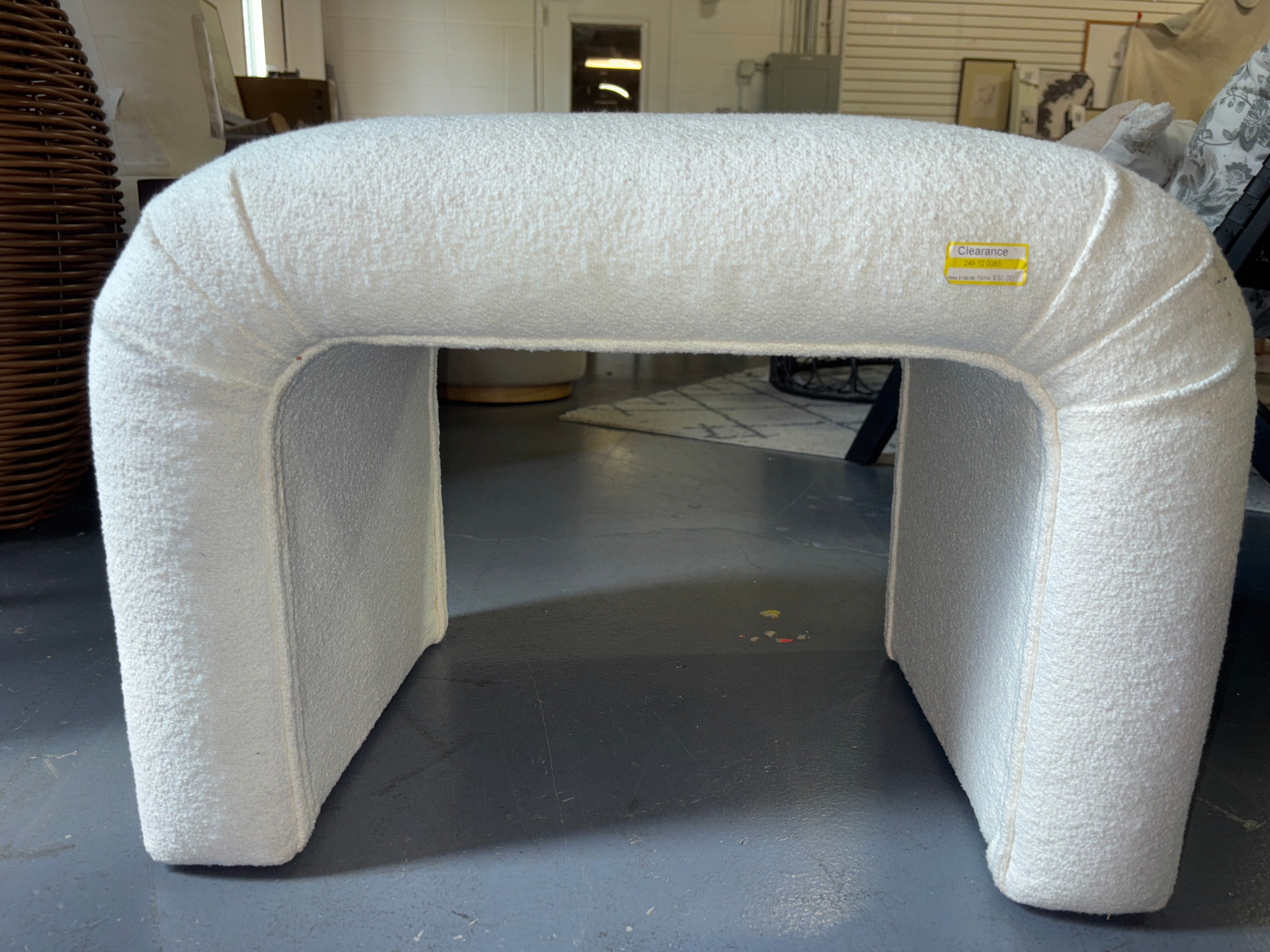 Cicely Waterfall Ottoman - Cream Boucle SHOWROOM ITEM