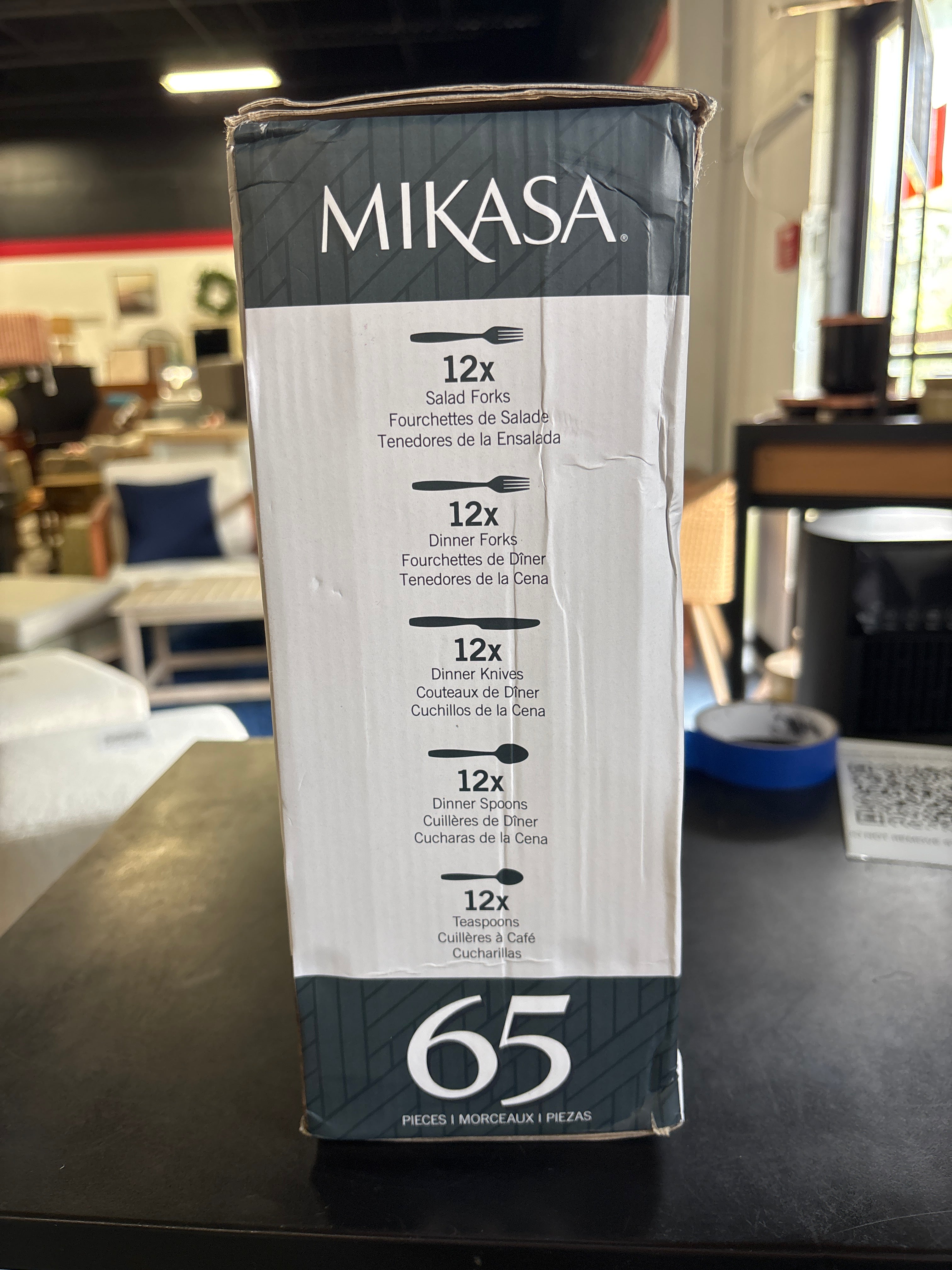 65pc Mikasa Regent Bead Gold 18/10 Stainless Steel Flatware Set - Service for 12 SHOWROOM ITEM