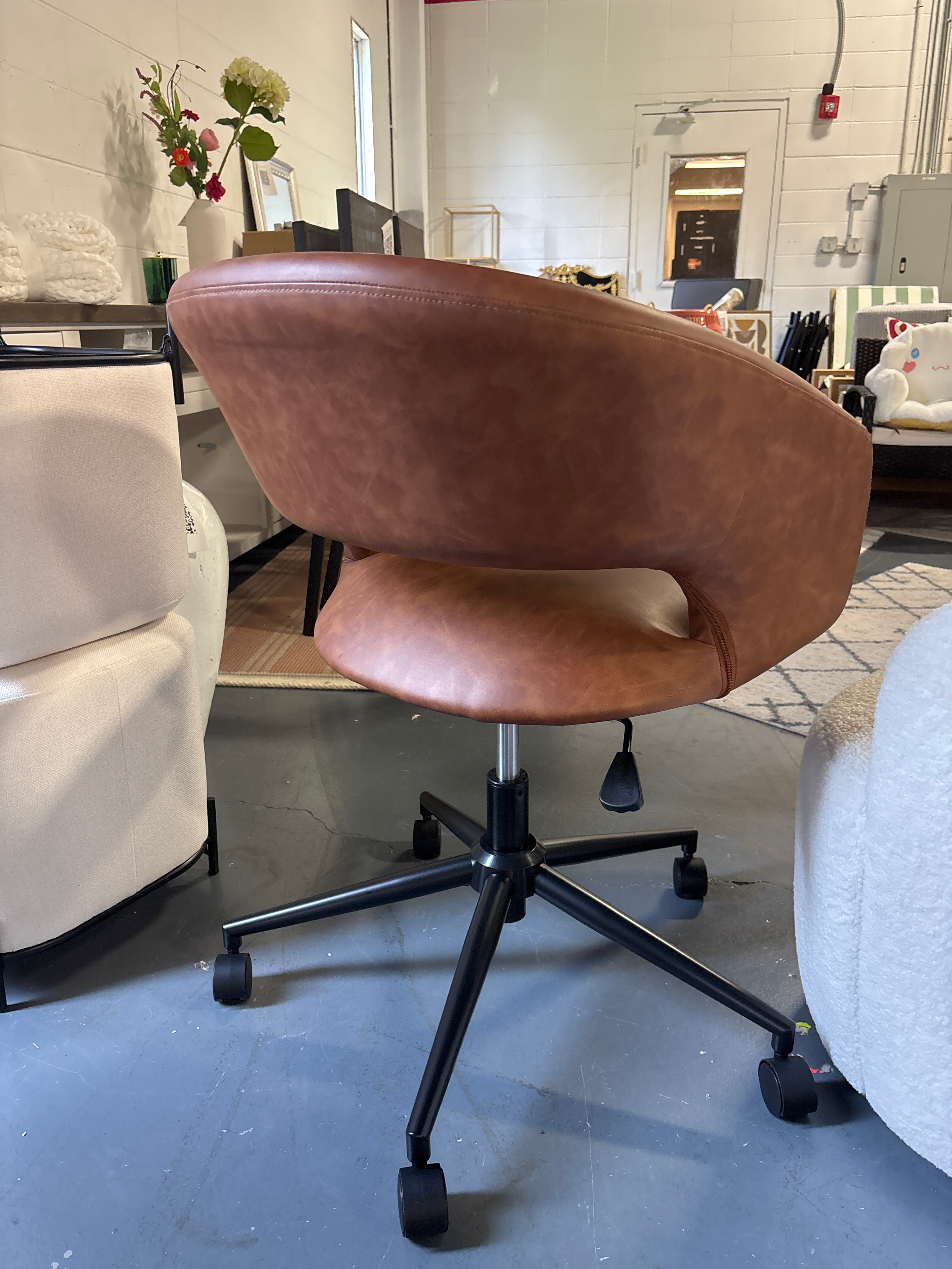 Barrel Back Office Chair - Walnut Brown SHOWROOM ITEM