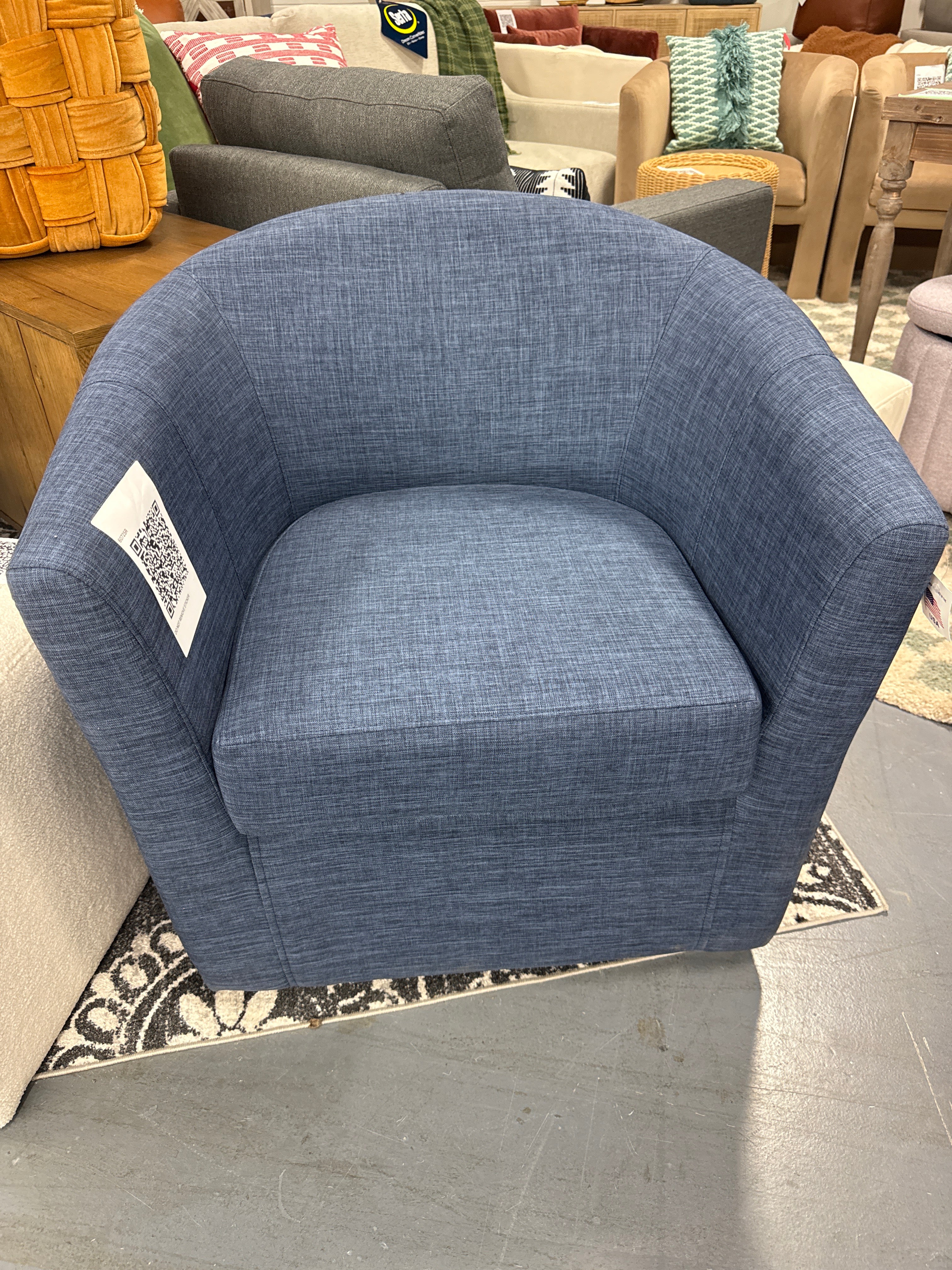 Hansell Upholstered Swivel Barrel Chair SHOWROOM ITEM