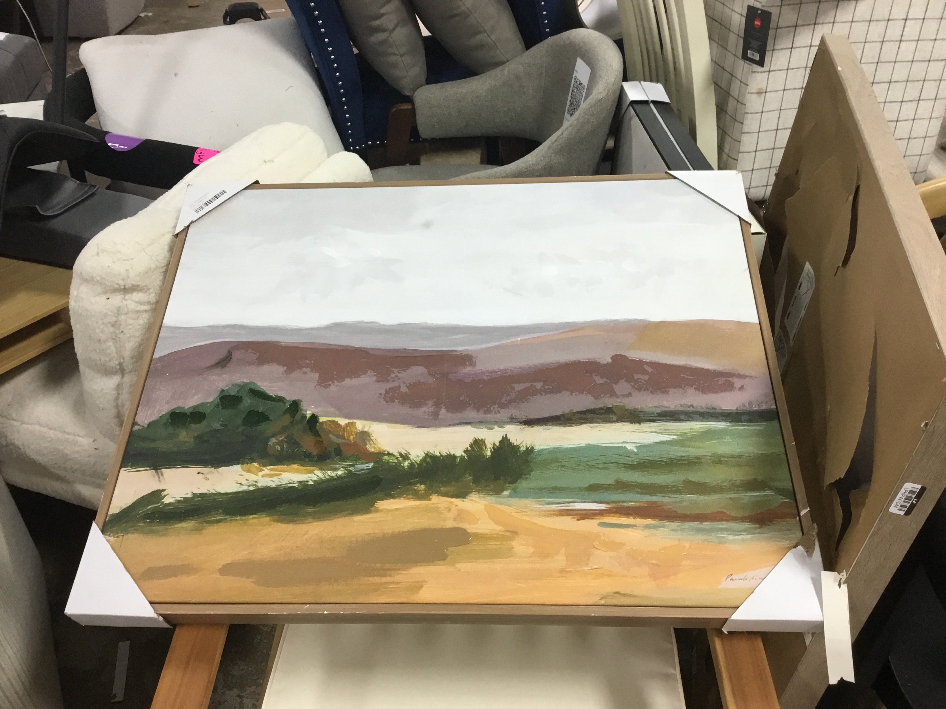 30" x 24" Landscape Framed Canvas Natural - Threshold™ SHOWROOM ITEM