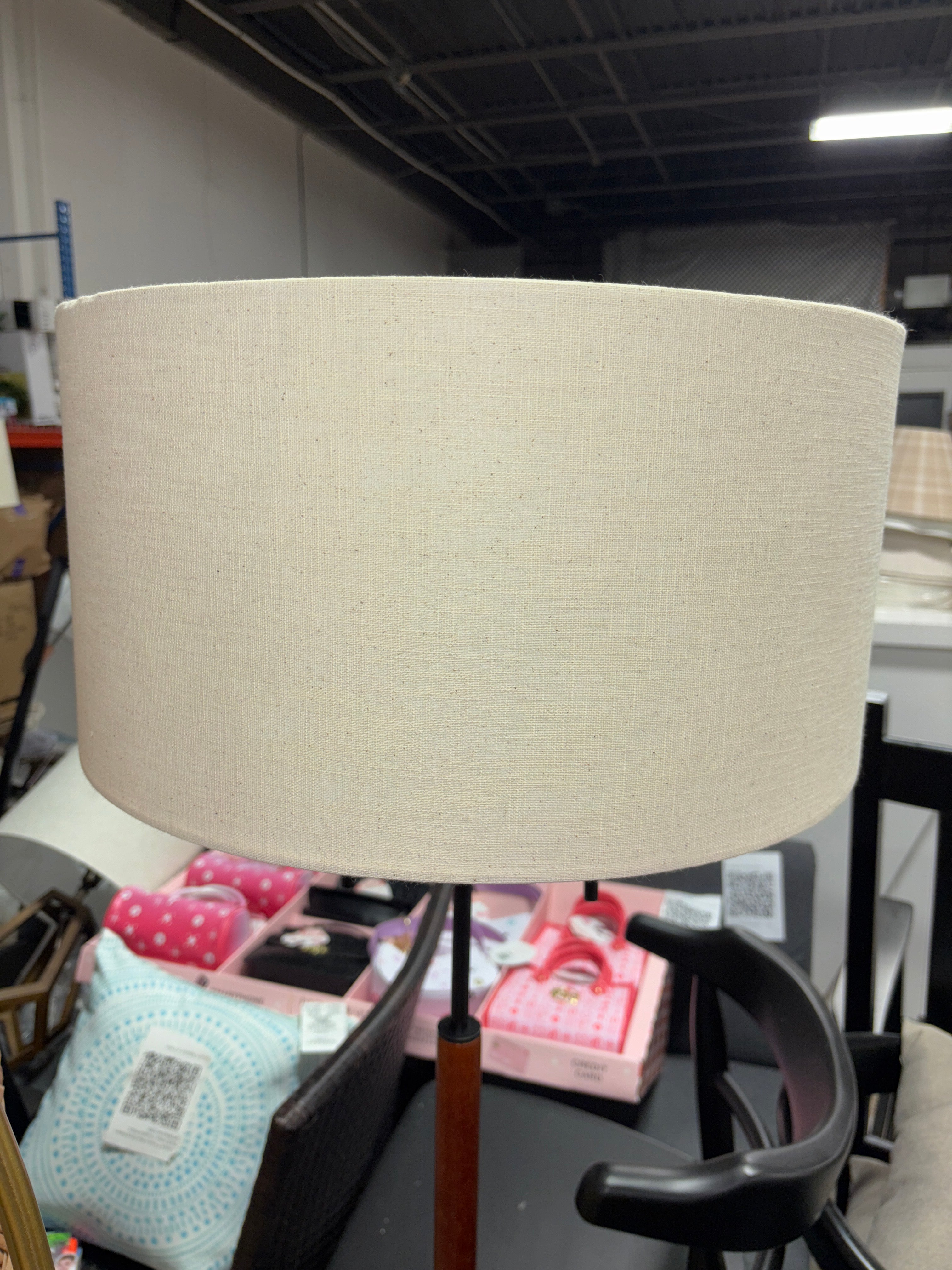60.5"x18" Cut Off Base Floor Lamp - Black/Brown & Metal/Wood SHOWROOM ITEM